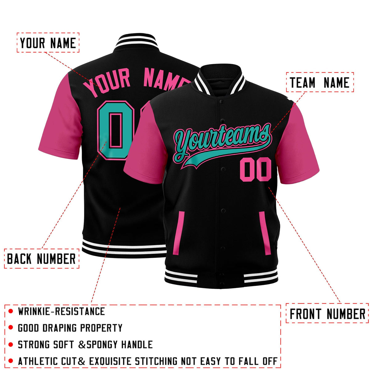 Custom Black White Full-Snap Classic Style Jacket| KXKSHOP