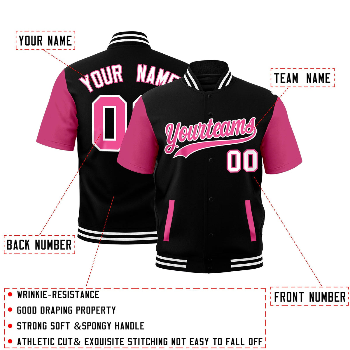 Custom Black White Full-Snap Classic Style Jacket| KXKSHOP