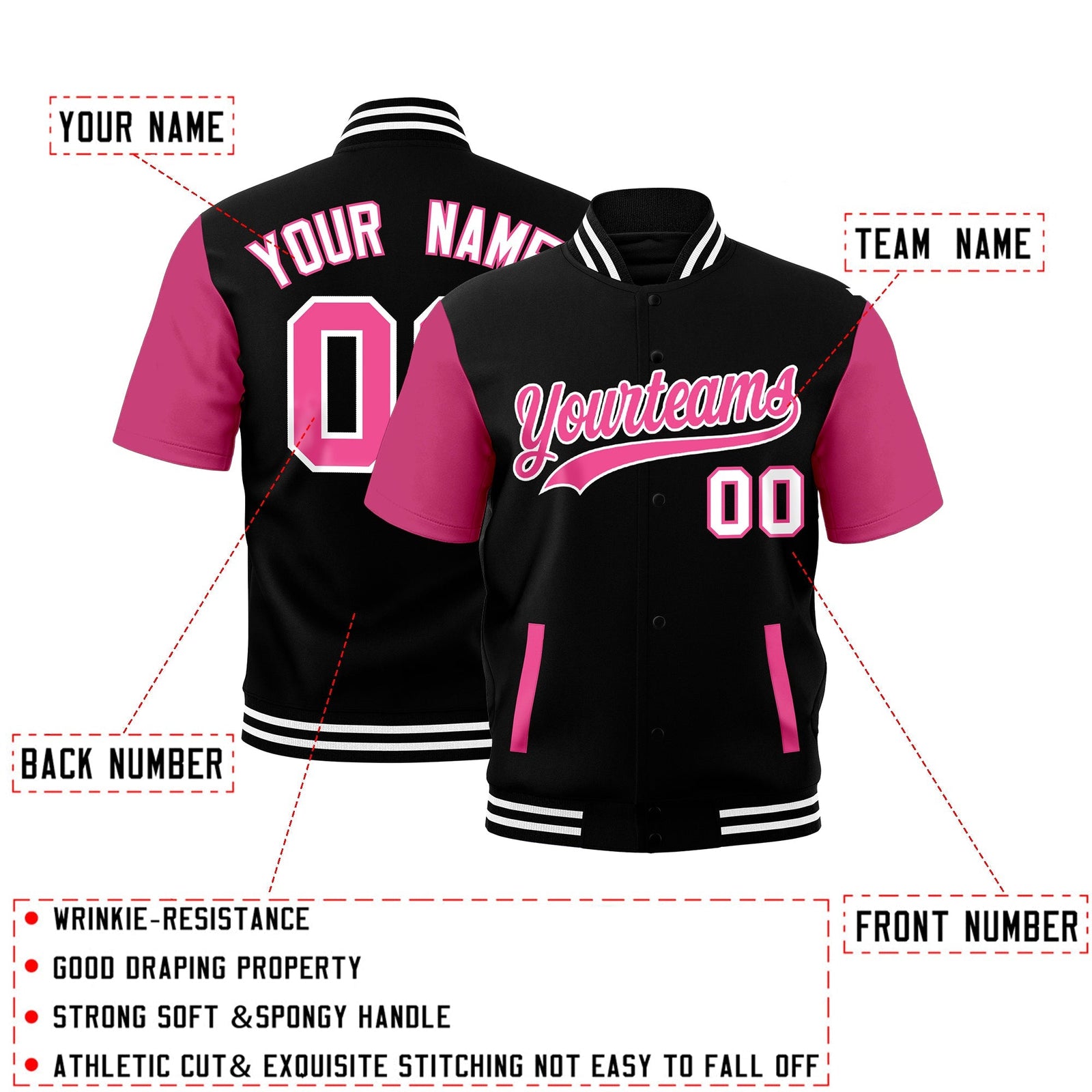 Custom Black White Full-Snap Classic Style Jacket| KXKSHOP