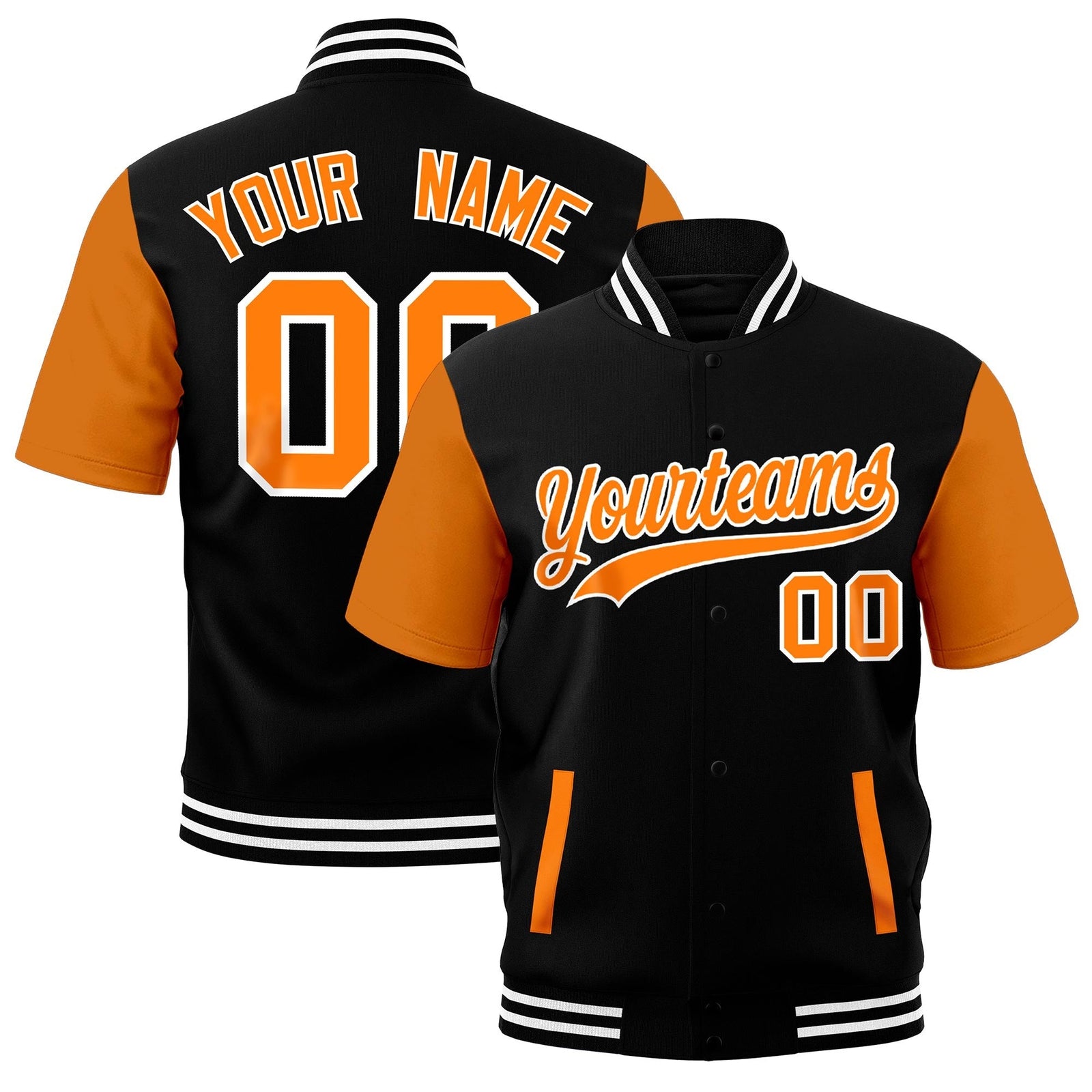 Custom Gold Orange Black White Full-Snap Classic Style Jacket| KXKSHOP