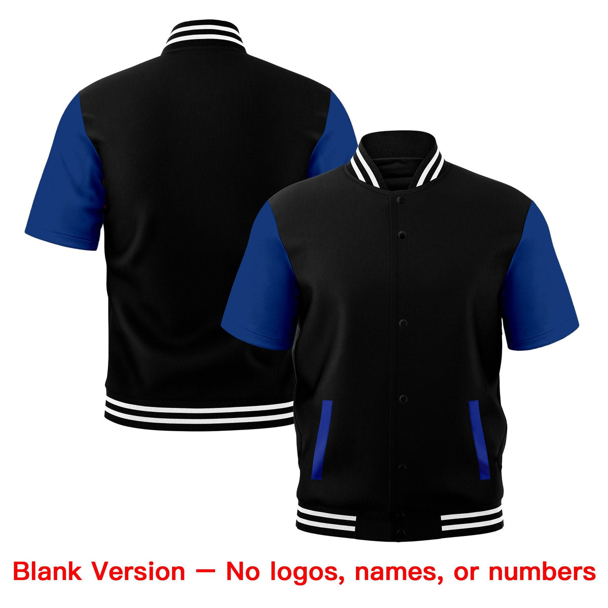 Custom Royal Blue Black White Full-Snap Classic Style Jacket| KXKSHOP