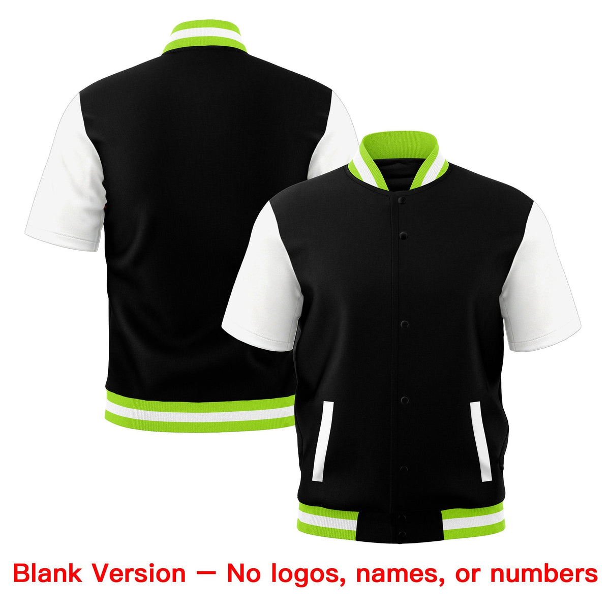 Custom White Neon Green Full-Snap Classic Style Jacket| KXKSHOP