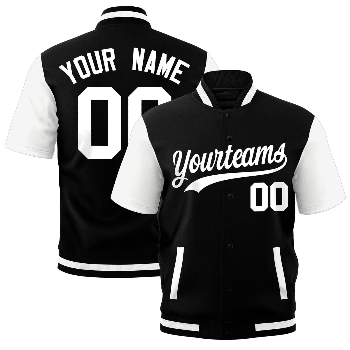 Custom White Black Full-Snap Classic Style Jacket| KXKSHOP