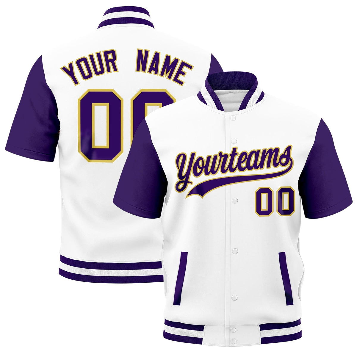 Custom Purple White Full-Snap Classic Style Jacket| KXKSHOP