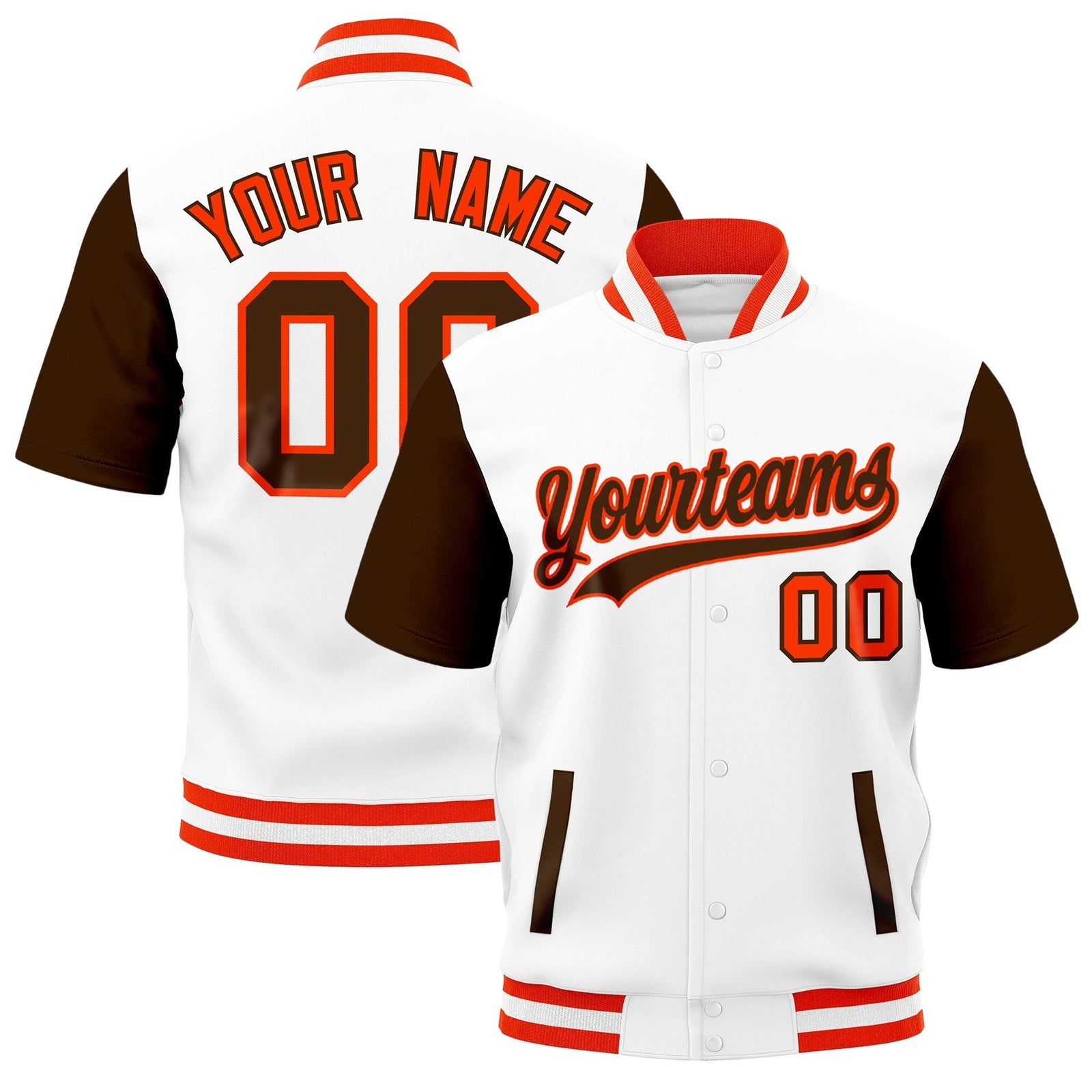 Custom Brown Orange White Full-Snap Classic Style Jacket| KXKSHOP