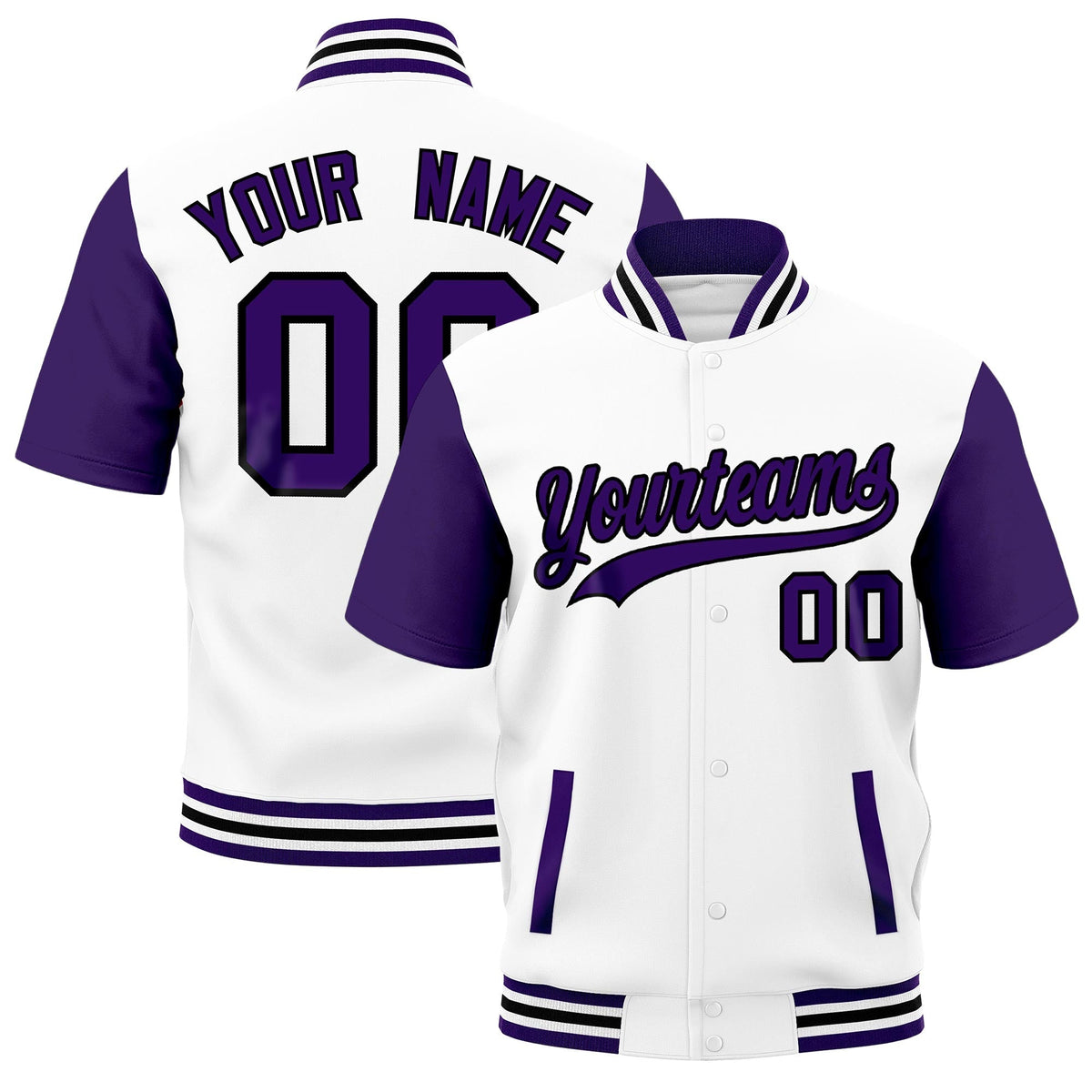 Custom Purple White Black Full-Snap Classic Style Jacket| KXKSHOP