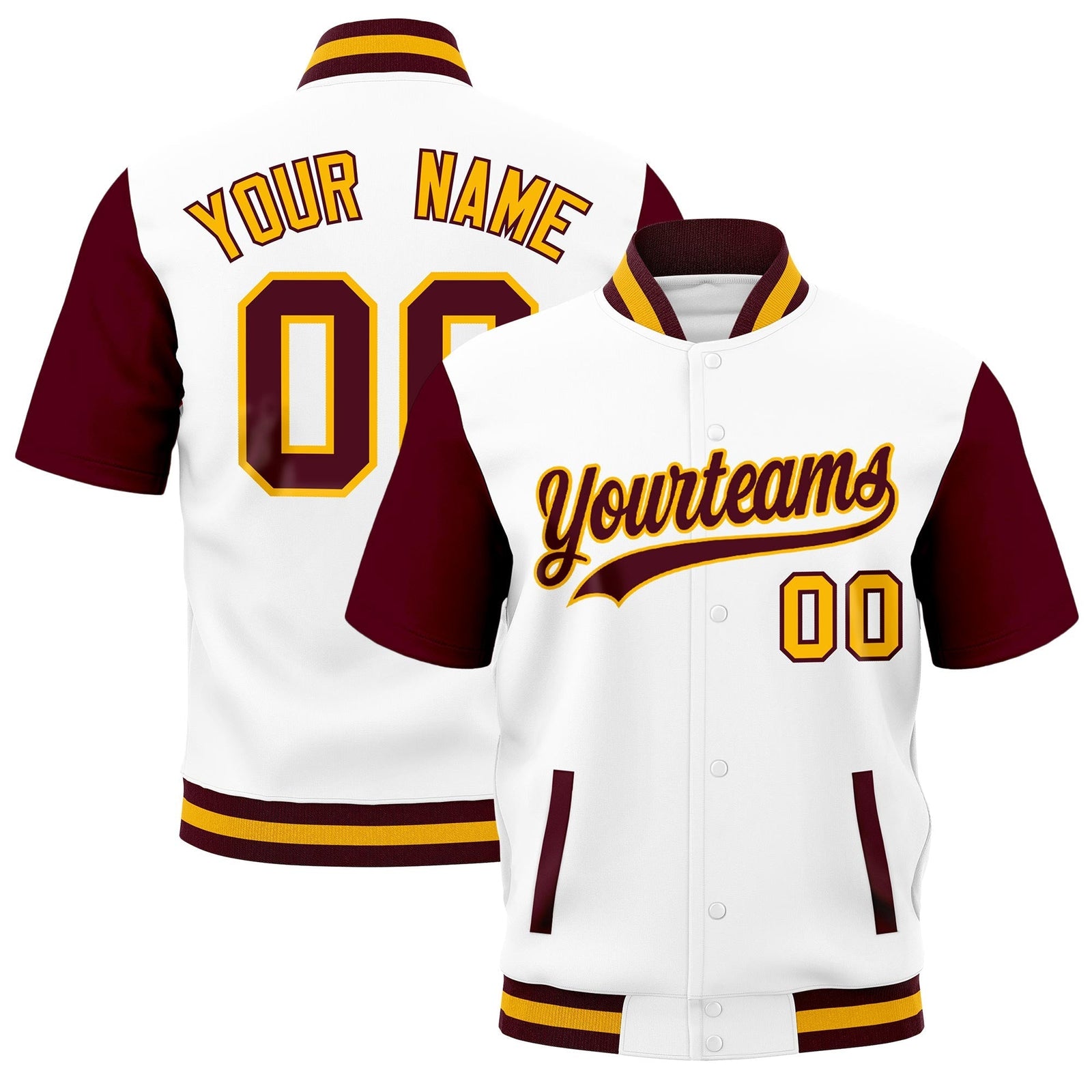 Custom Gray Crimson Gold Full-Snap Classic Style Jacket| KXKSHOP