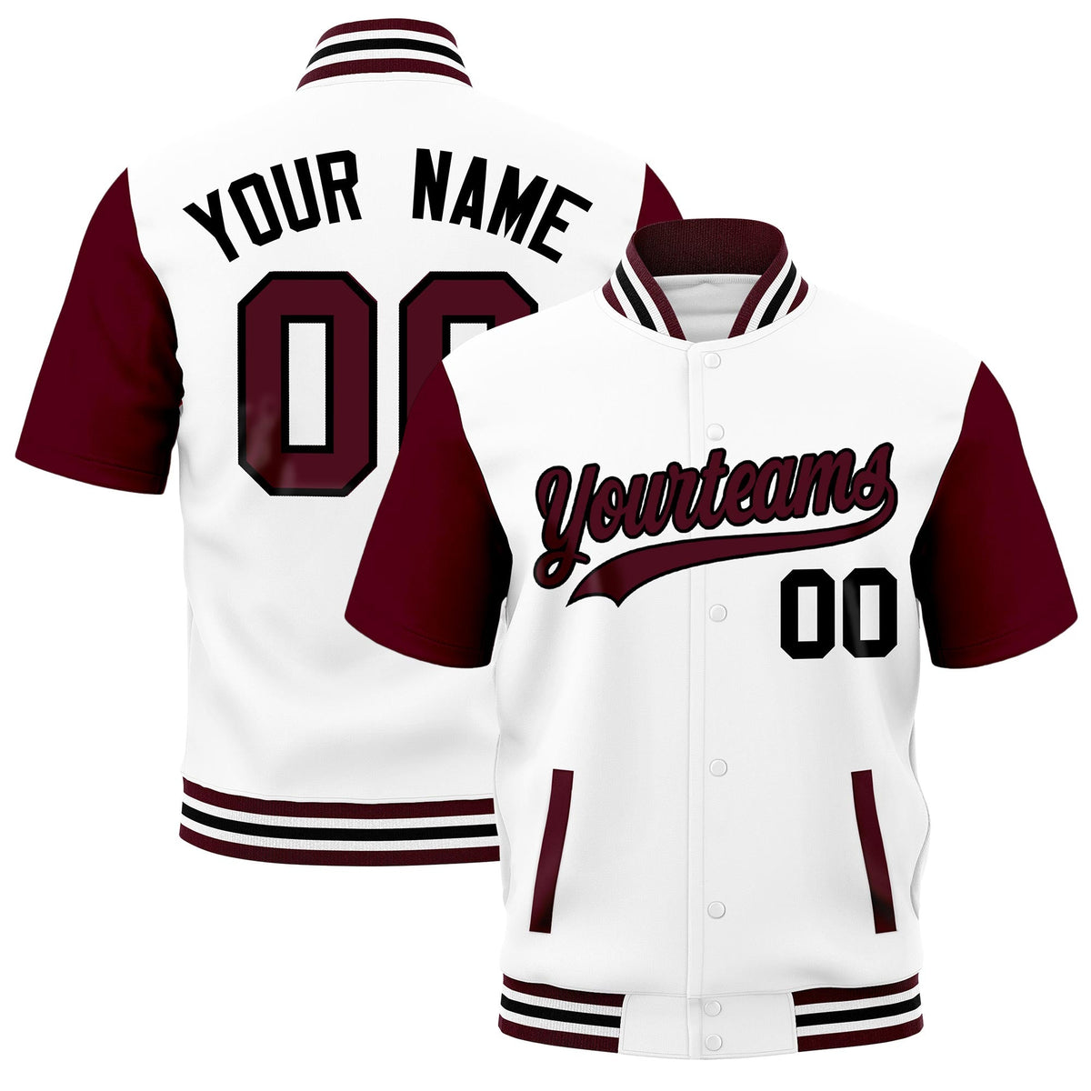 Custom Gray Crimson White Full-Snap Classic Style Jacket| KXKSHOP