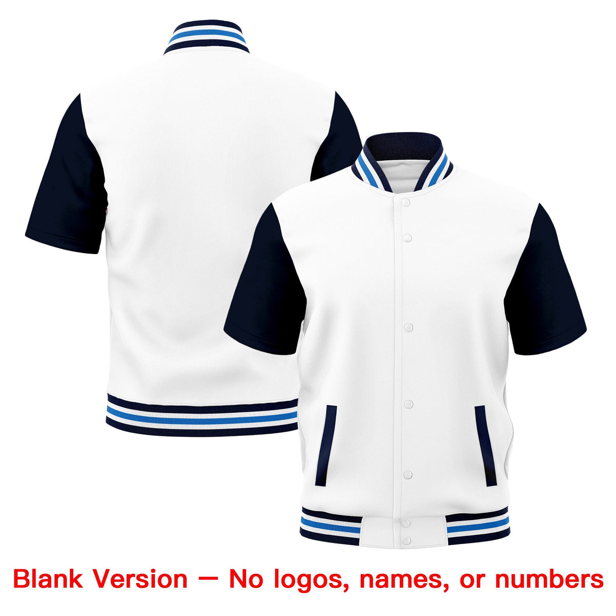 Custom Navy White Powder Blue Full-Snap Classic Style Jacket| KXKSHOP