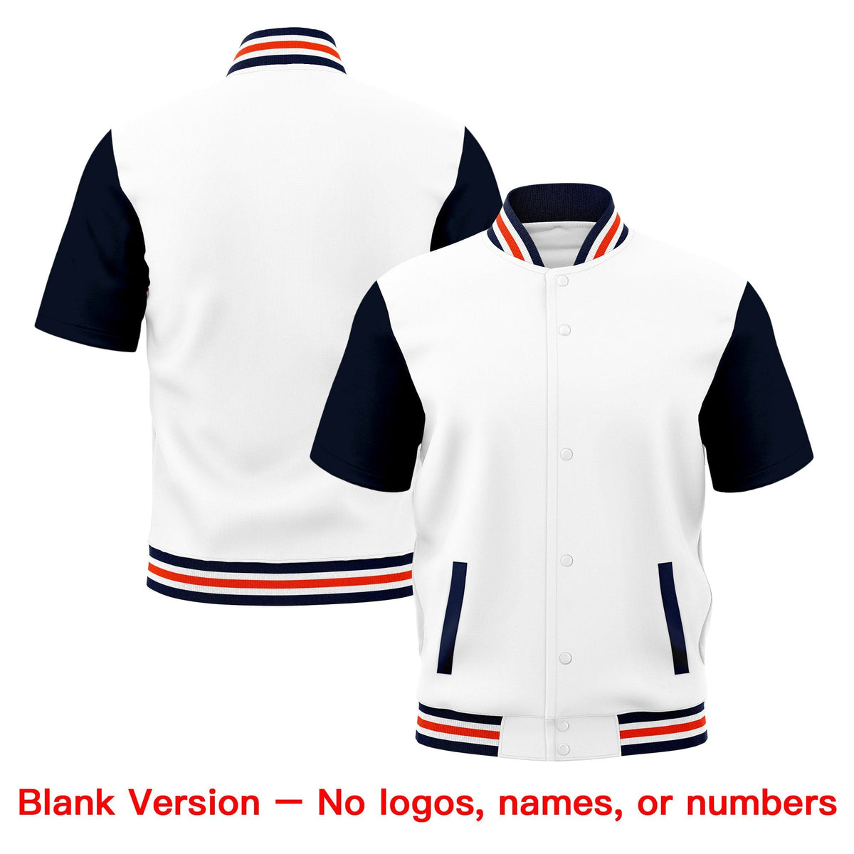 Custom Navy White Orange Full-Snap Classic Style Jacket| KXKSHOP