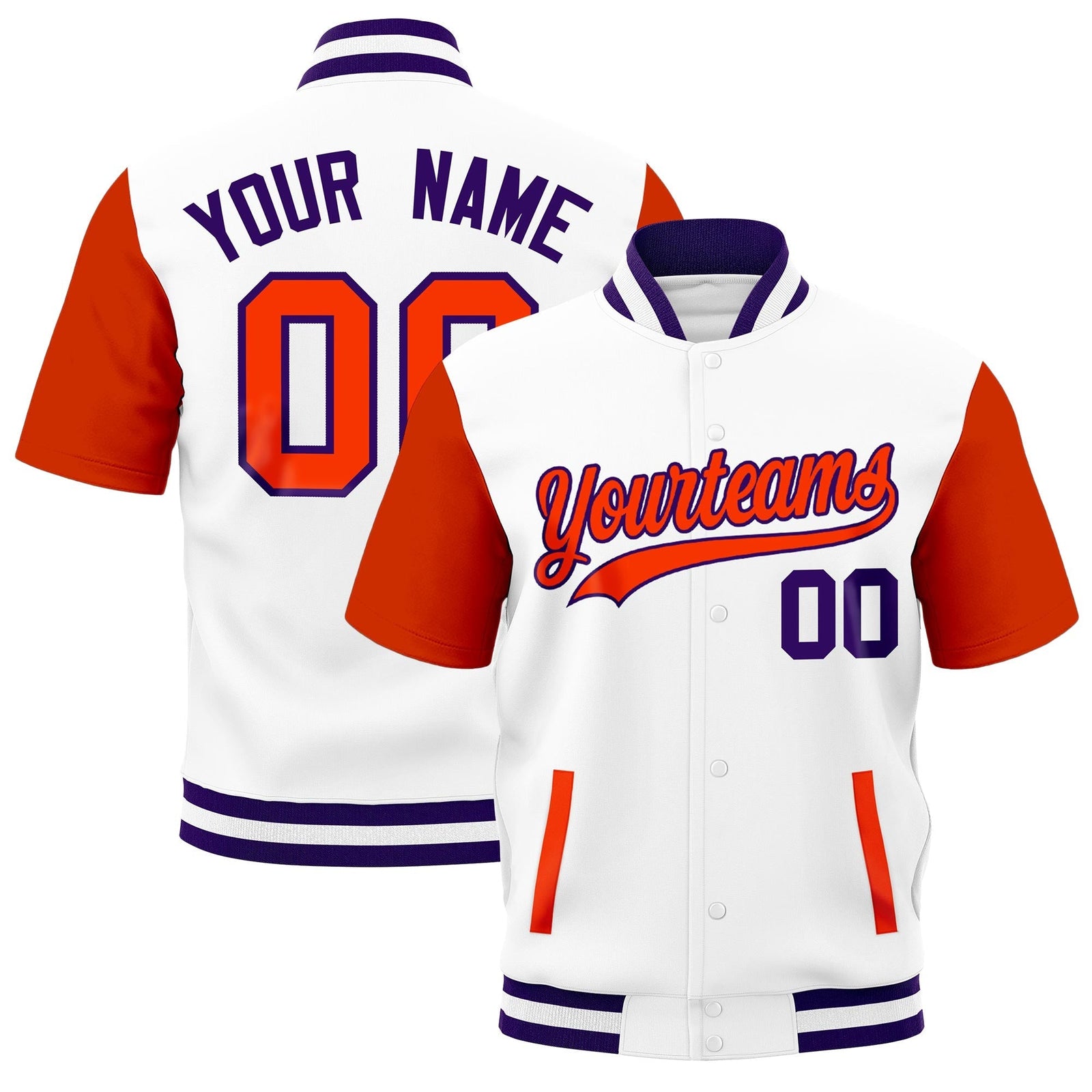 Custom Orange Purple White Full-Snap Classic Style Jacket| KXKSHOP