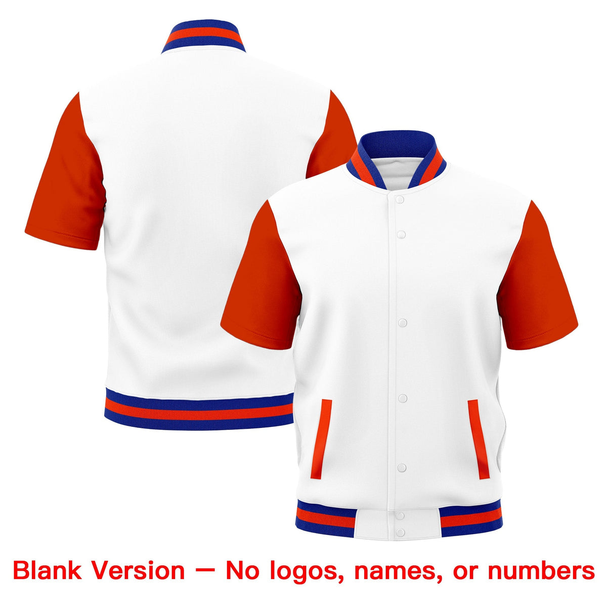 Custom Orange Royal Blue Full-Snap Classic Style Jacket| KXKSHOP