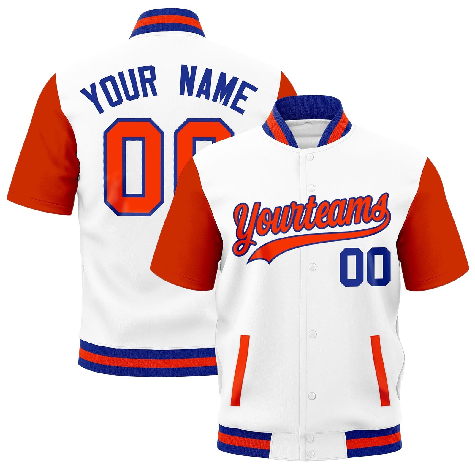 Custom Orange Royal Blue Full-Snap Classic Style Jacket| KXKSHOP