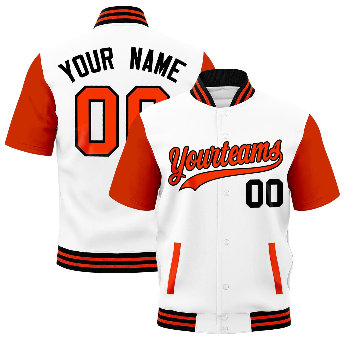 Custom Orange Black Full-Snap Classic Style Jacket| KXKSHOP