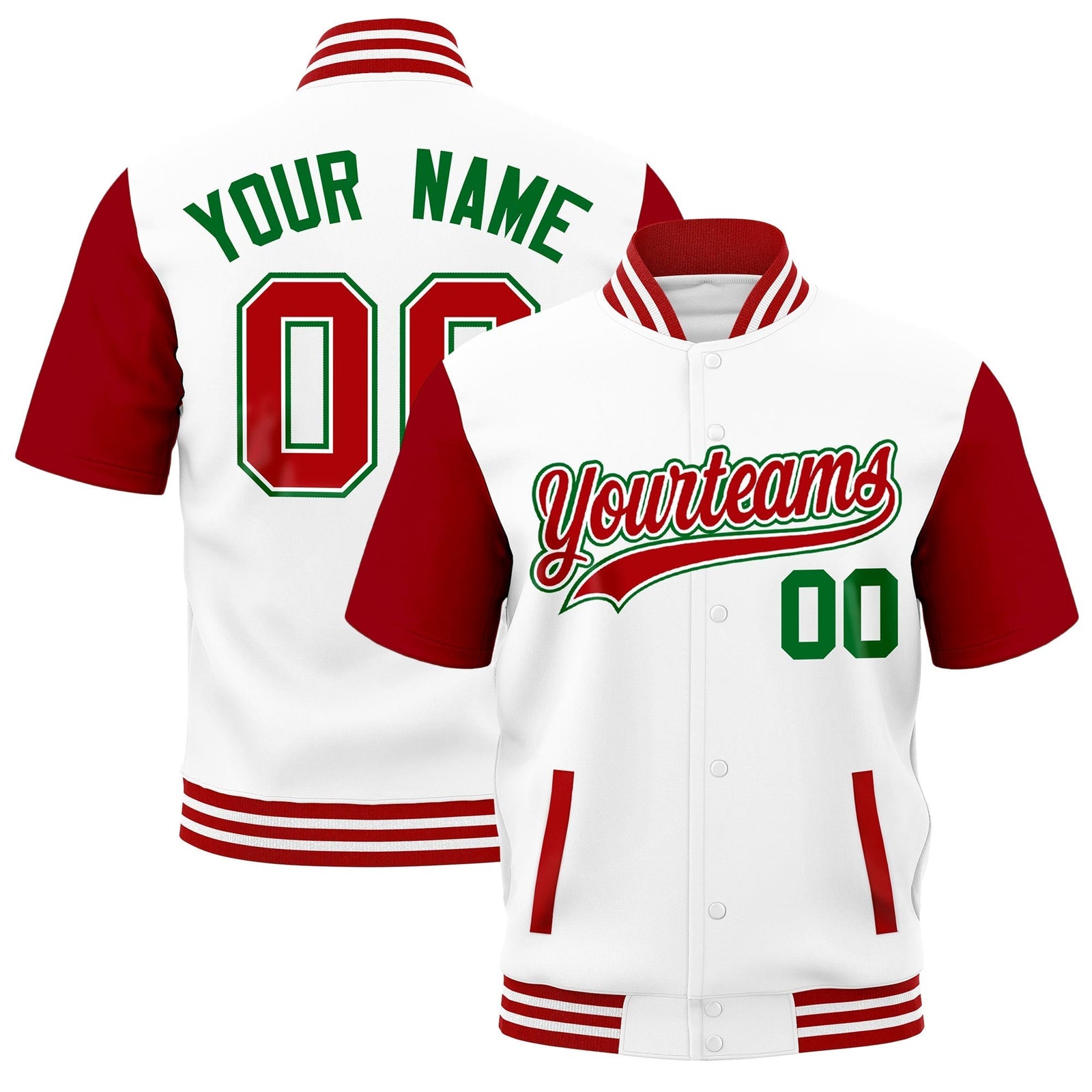 Custom Red White Full-Snap Classic Style Jacket| KXKSHOP