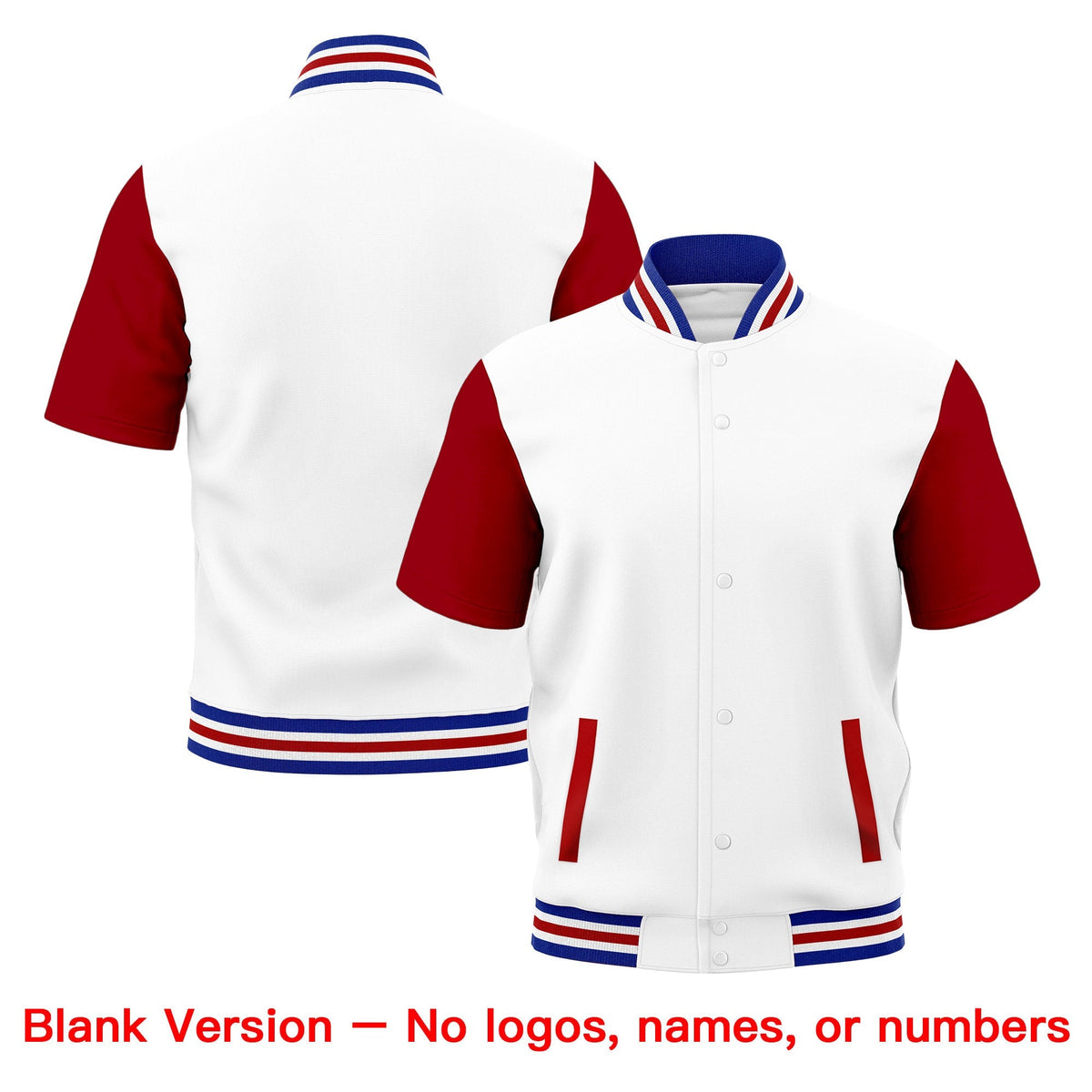 Custom Red Royal Blue White Full-Snap Classic Style Jacket| KXKSHOP