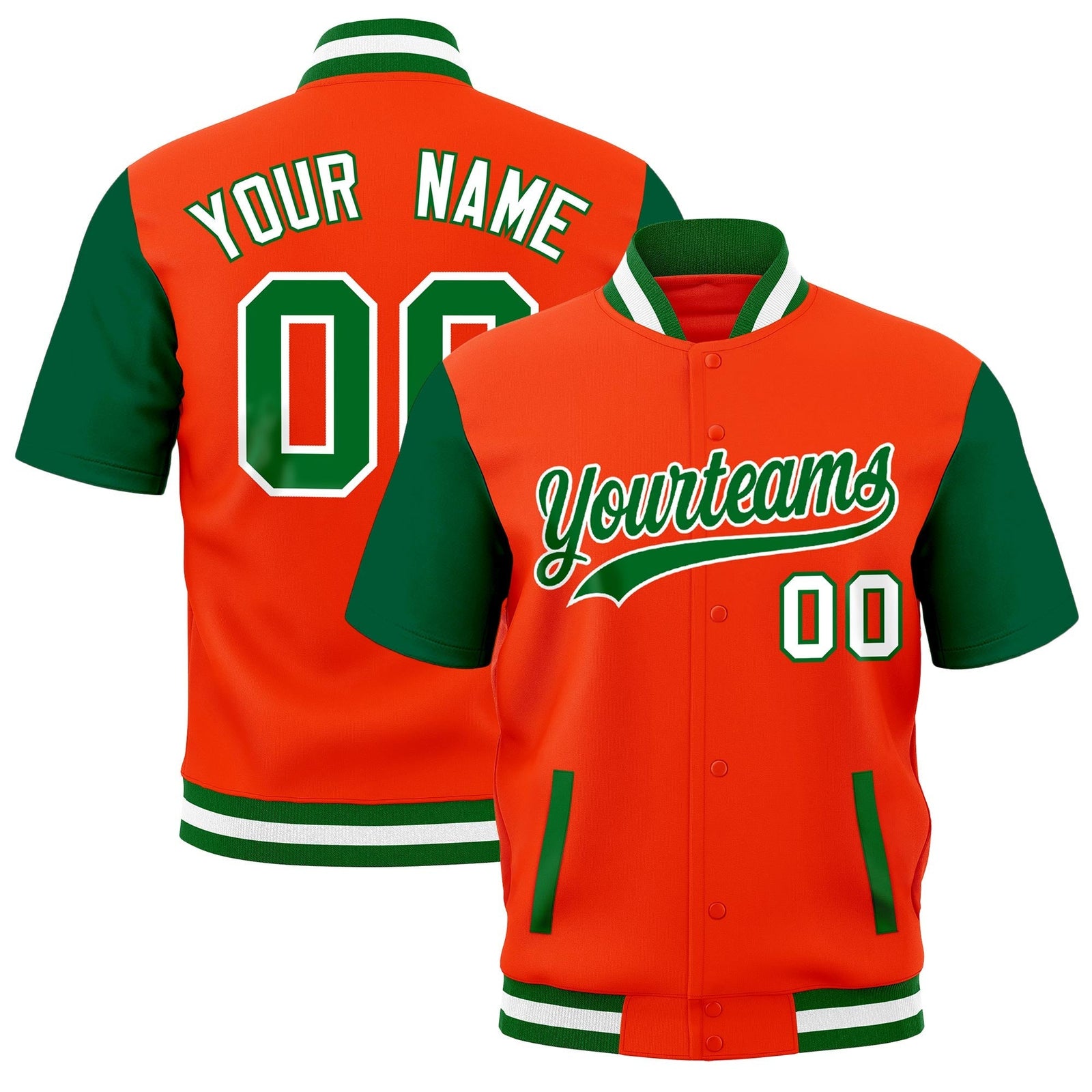 Custom Kelly Green White Full-Snap Classic Style Jacket| KXKSHOP