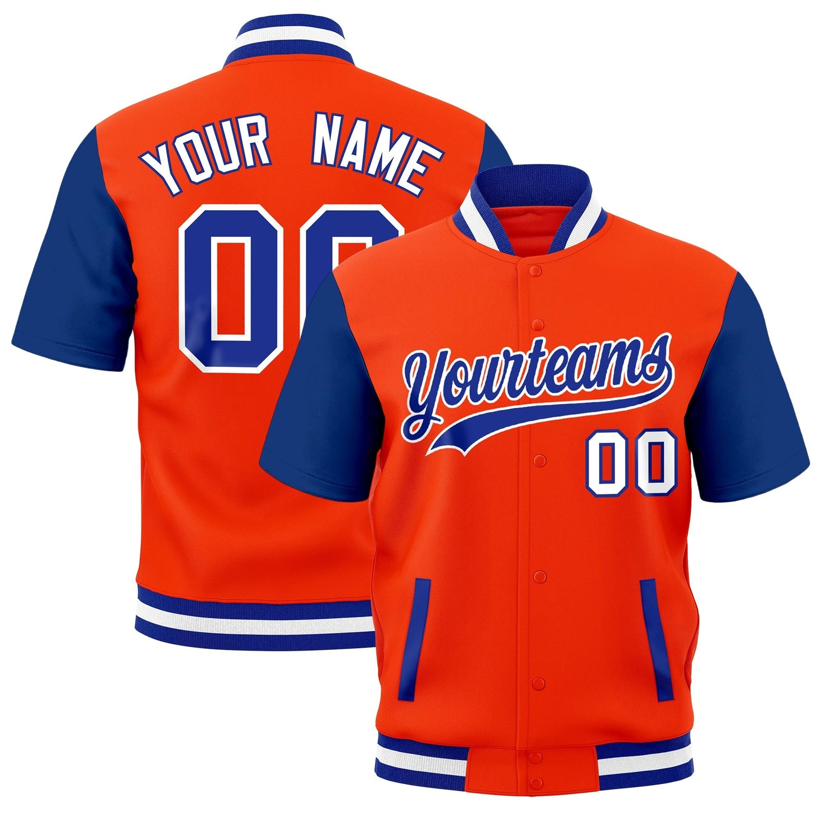 Custom Royal Blue White Full-Snap Classic Style Jacket| KXKSHOP