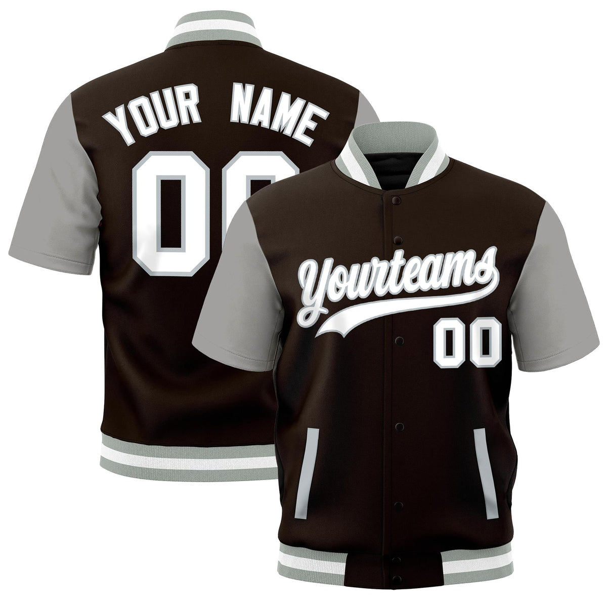 Custom Gray White Full-Snap Classic Style Jacket| KXKSHOP