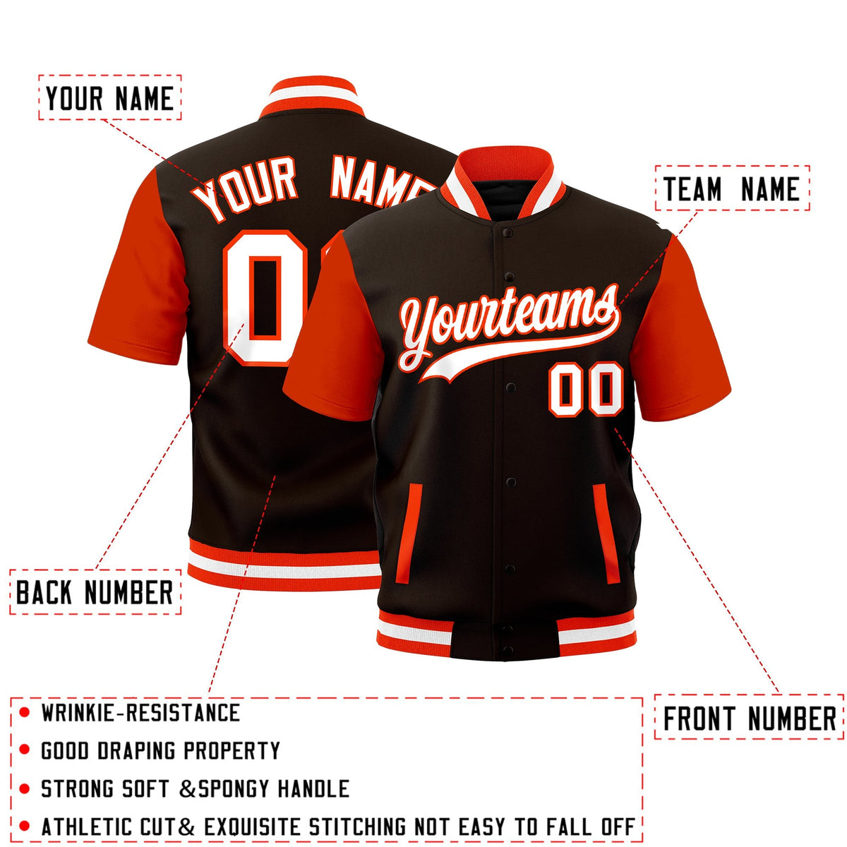 Custom Orange White Full-Snap Classic Style Jacket| KXKSHOP