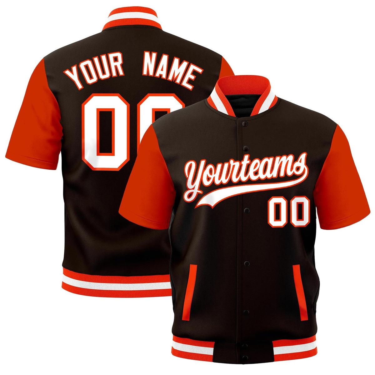 Custom Orange White Full-Snap Classic Style Jacket| KXKSHOP