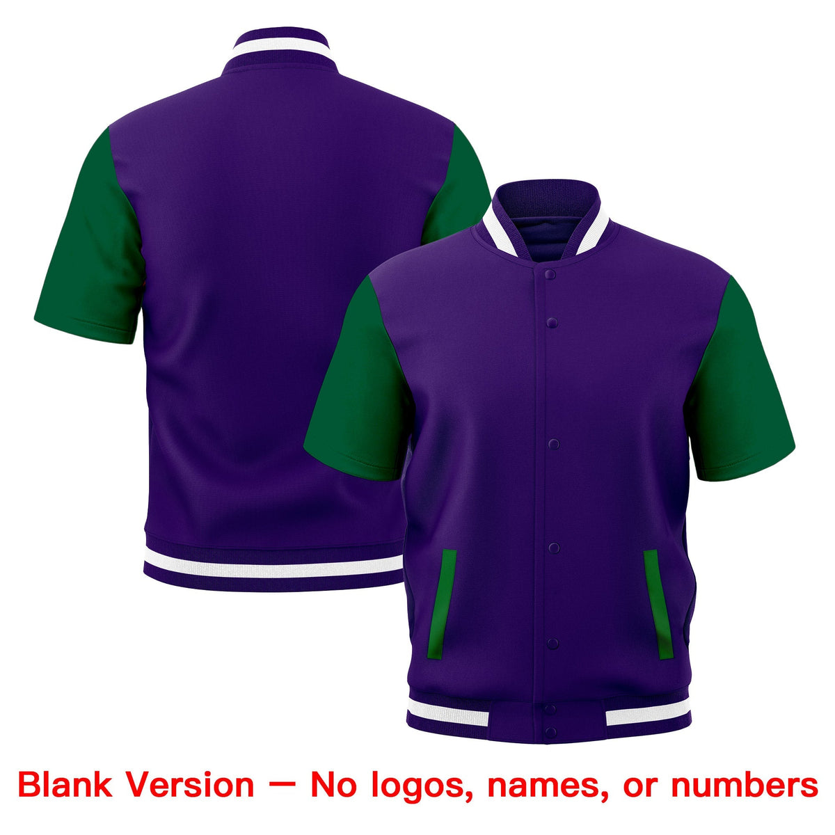 Custom Kelly Green Purple White Full-Snap Classic Style Jacket| KXKSHOP