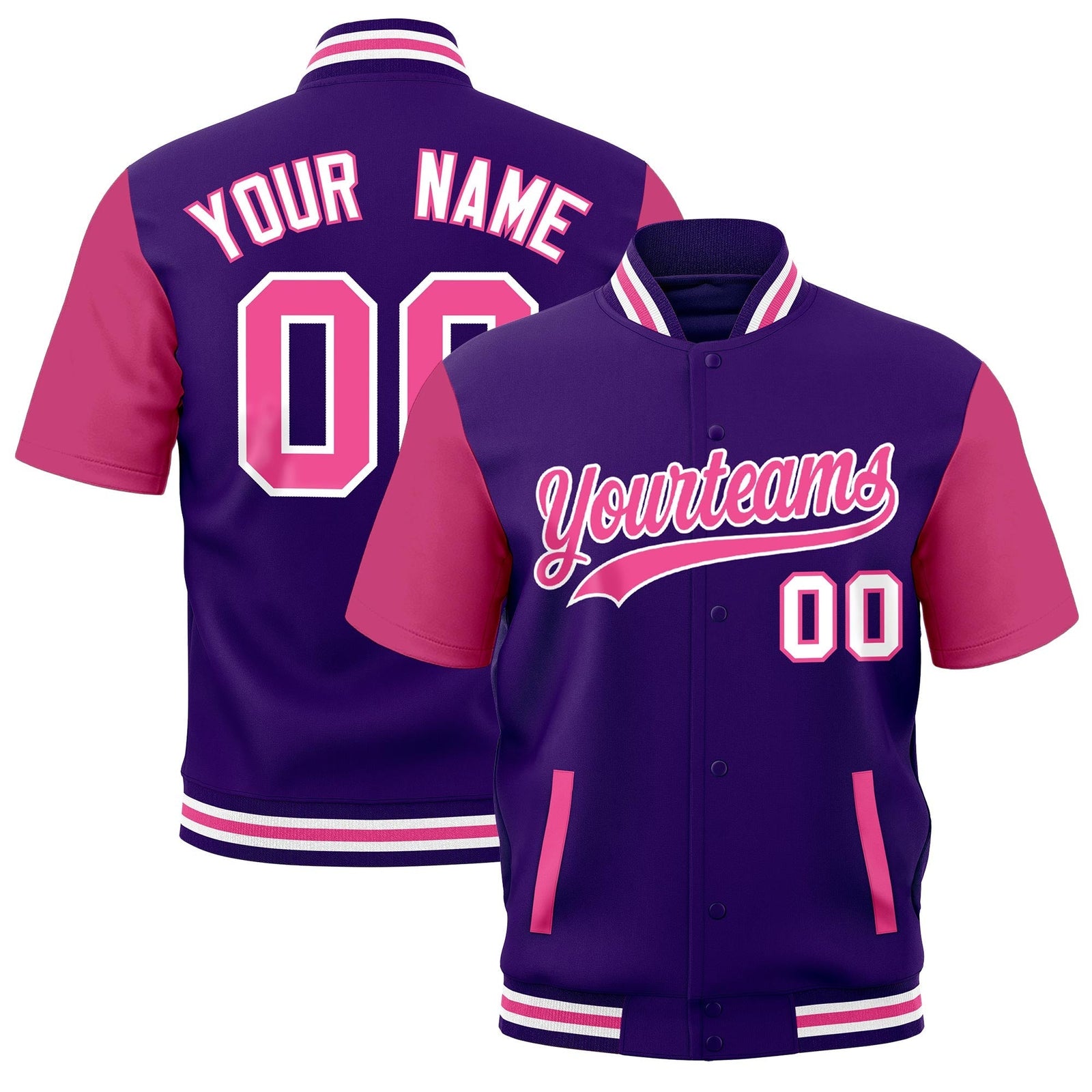 Custom Purple White Pink Full-Snap Classic Style Jacket| KXKSHOP