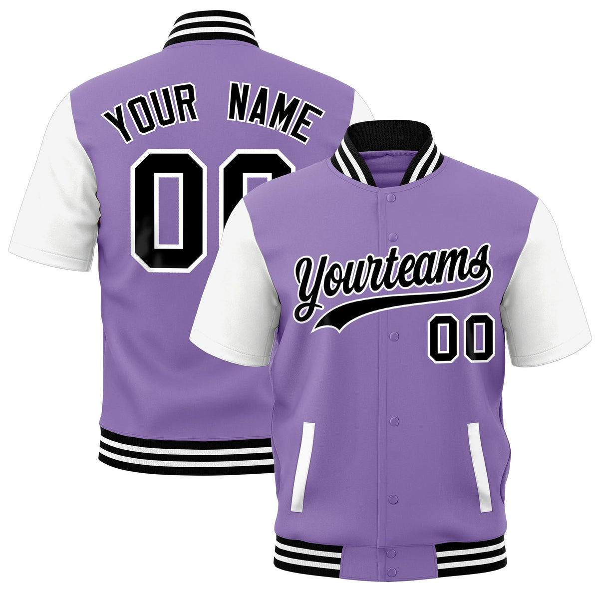 Custom White Black Full-Snap Classic Style Jacket| KXKSHOP