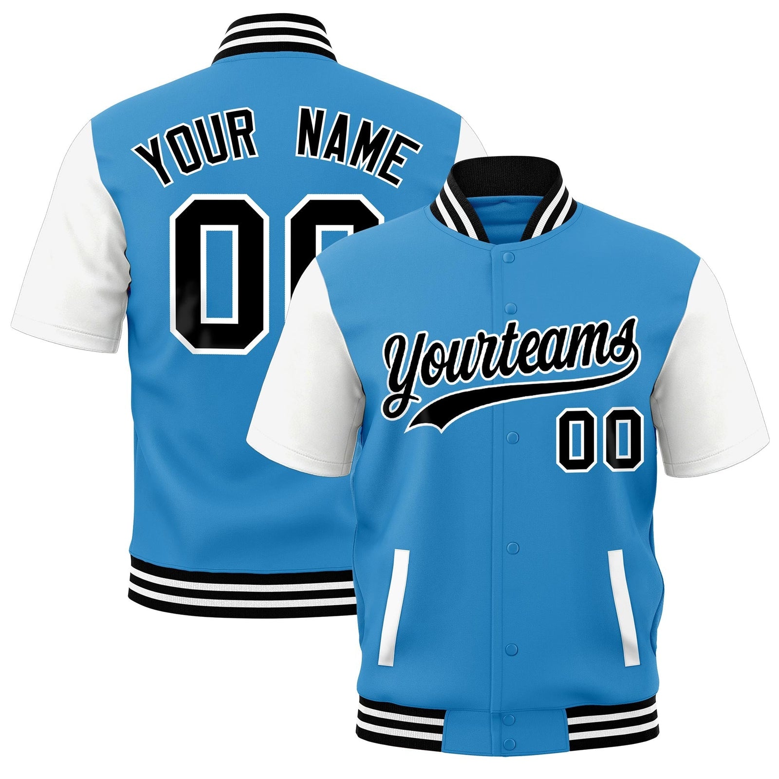 Custom White Black Full-Snap Classic Style Jacket| KXKSHOP