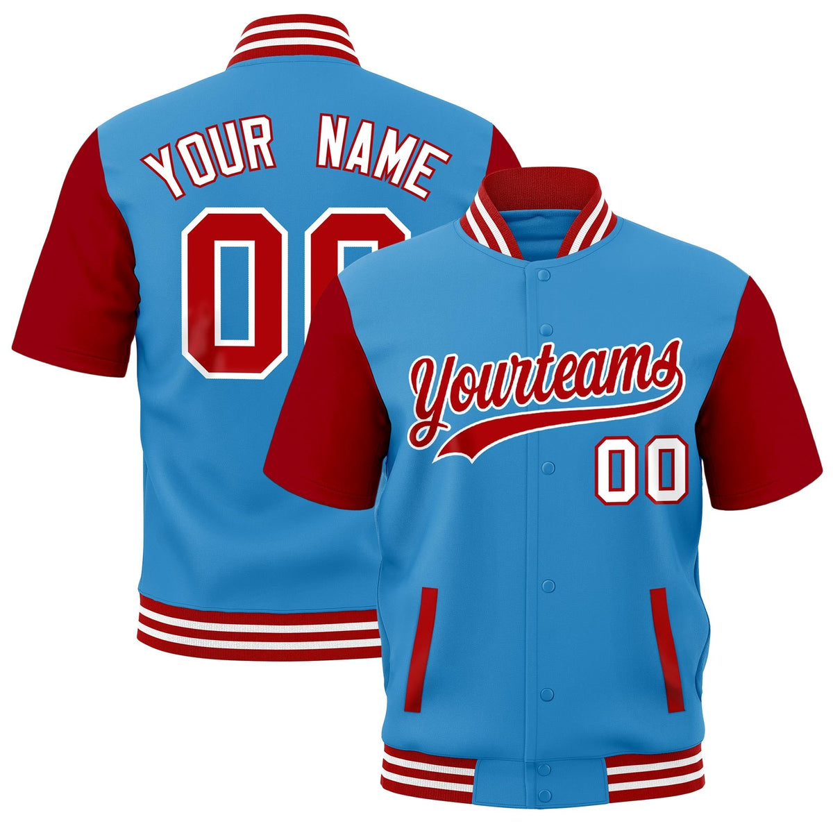 Custom Red White Full-Snap Classic Style Jacket| KXKSHOP