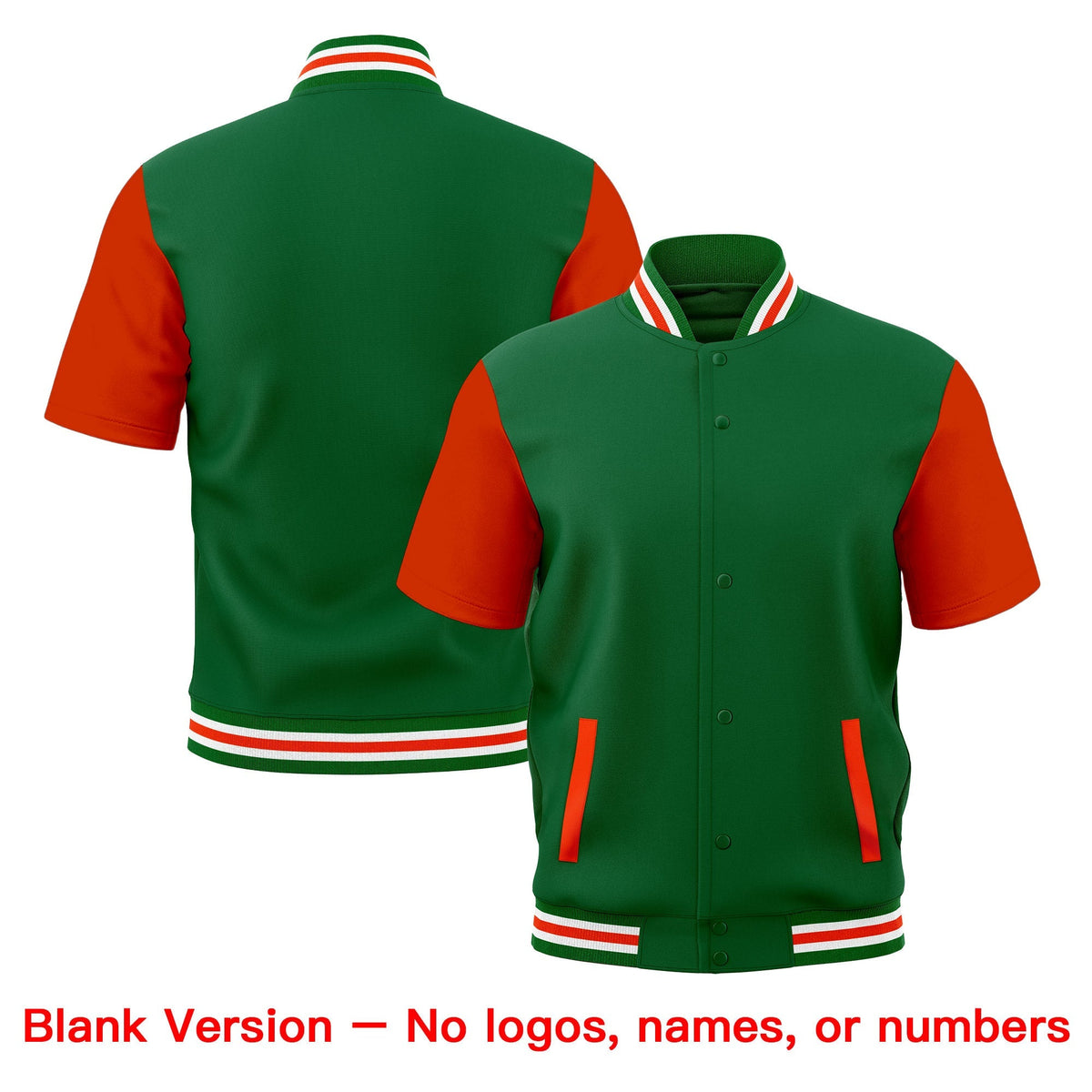 Custom Orange Kelly Green White Full-Snap Classic Style Jacket| KXKSHOP