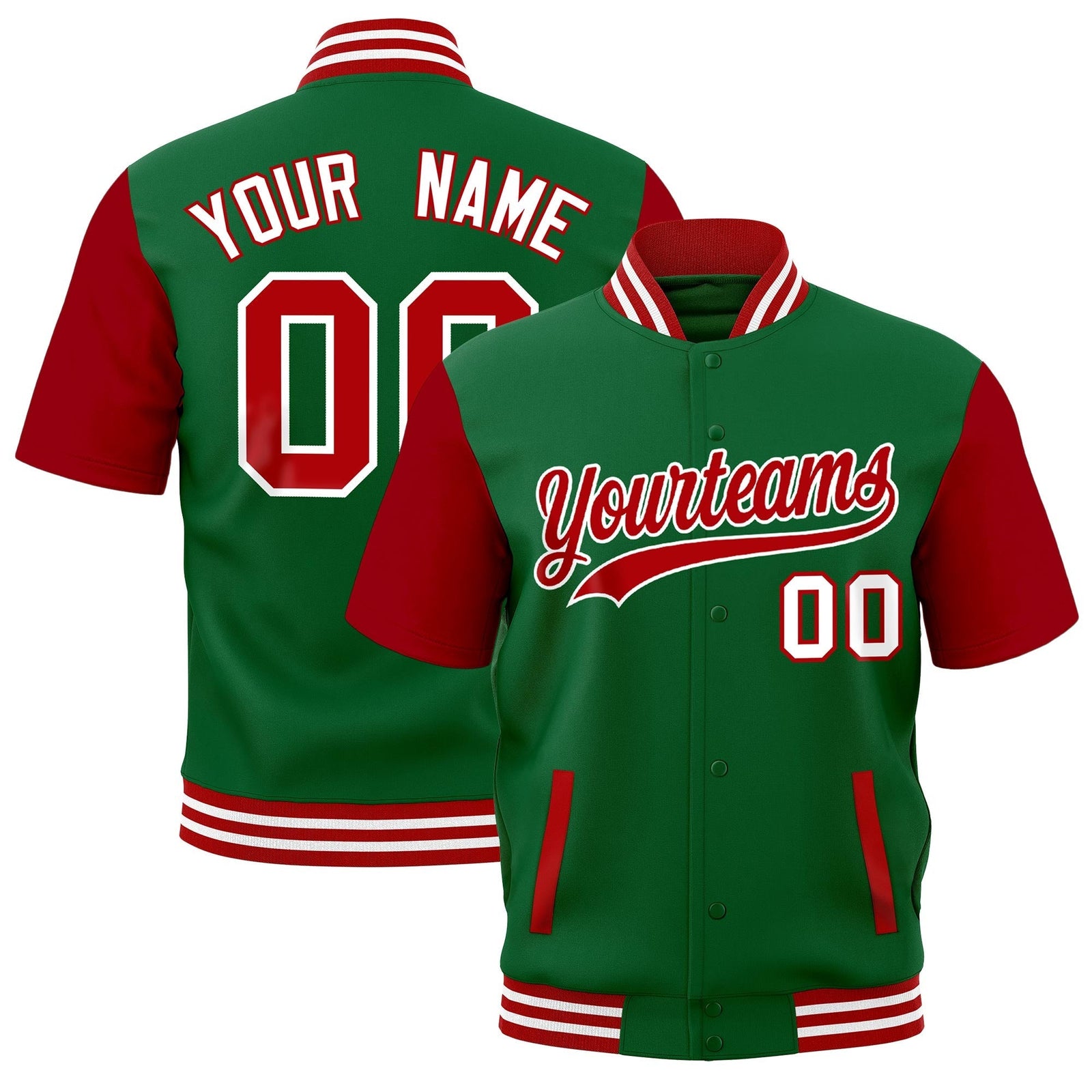 Custom Red White Full-Snap Classic Style Jacket| KXKSHOP