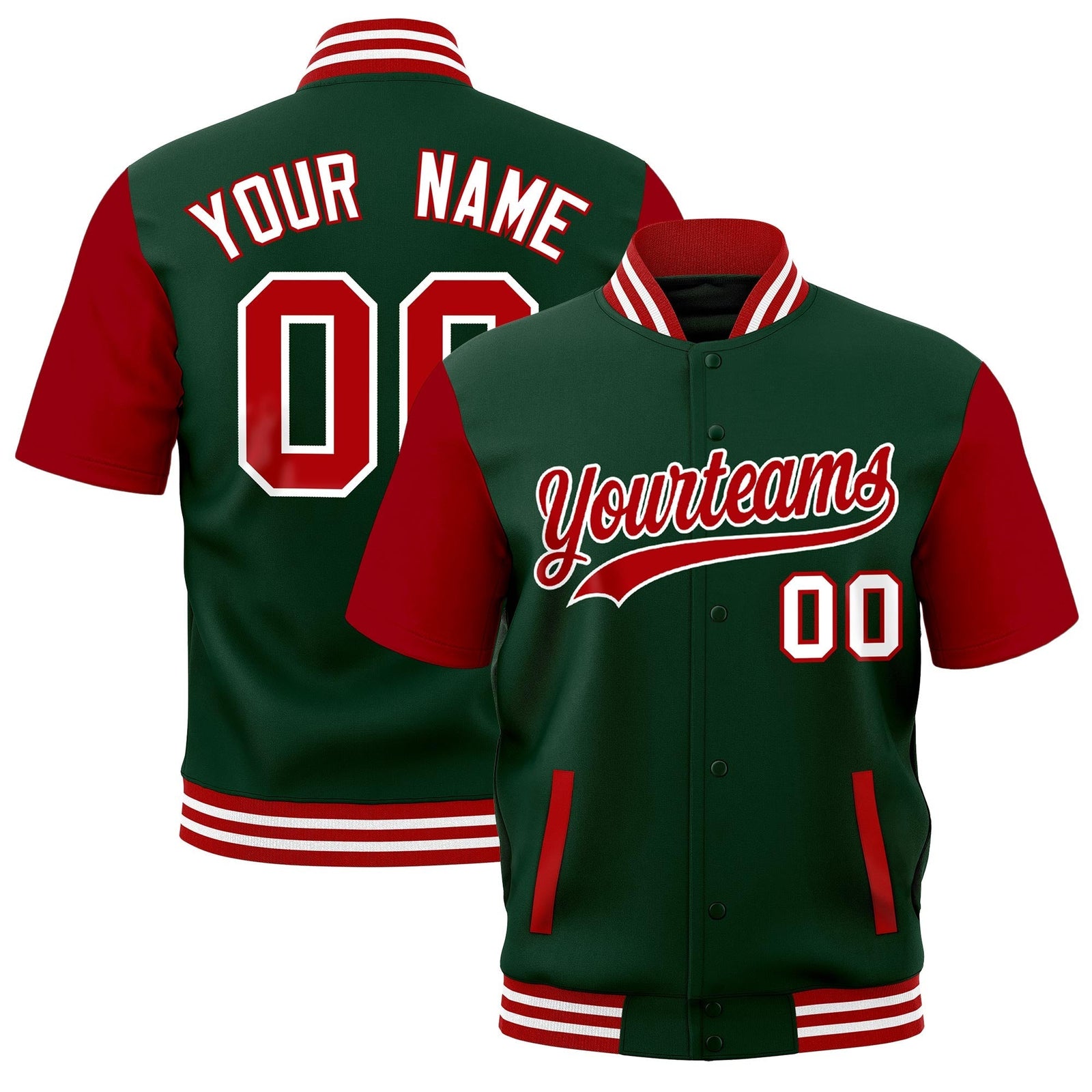 Custom Red White Full-Snap Classic Style Jacket| KXKSHOP