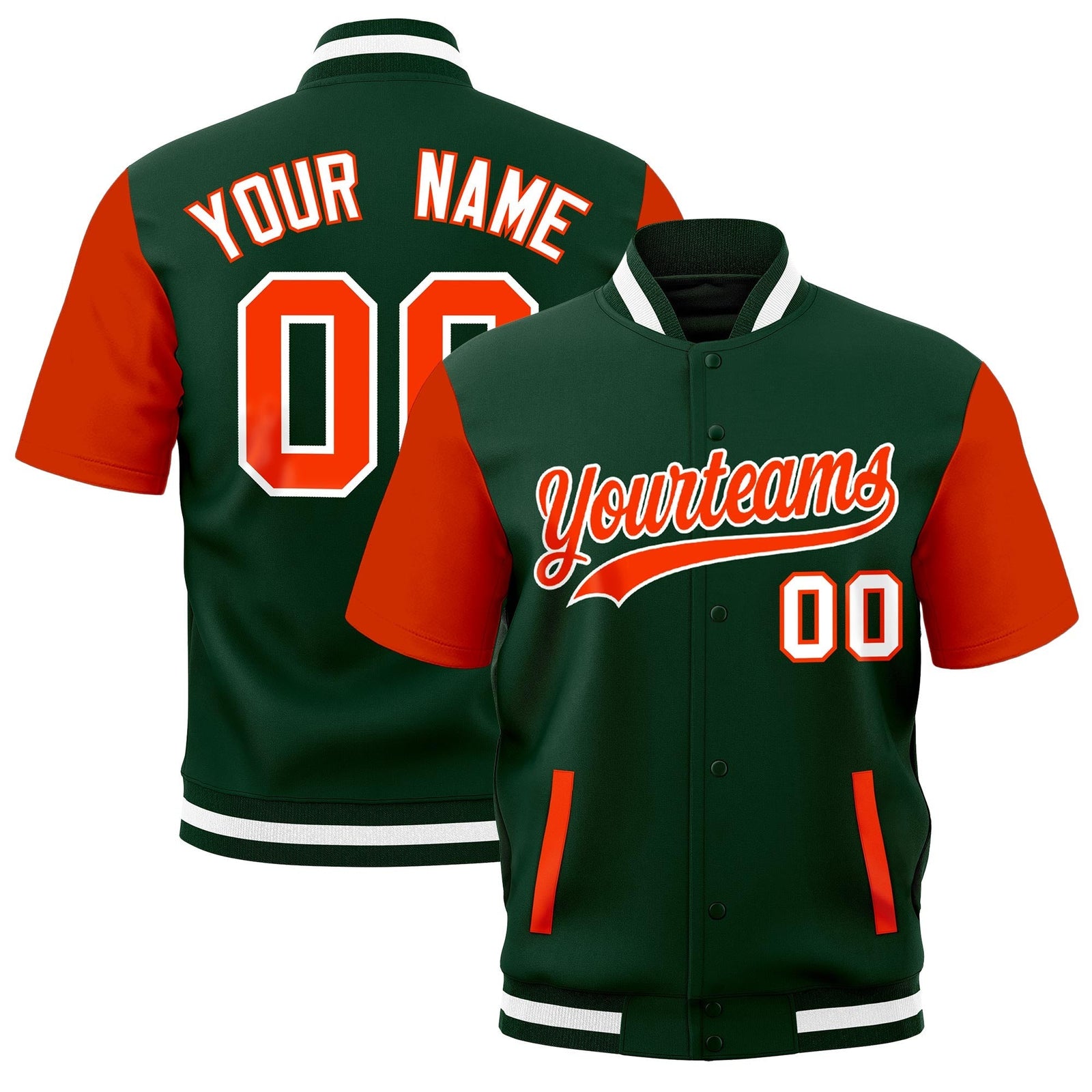 Custom Orange Green White Full-Snap Classic Style Jacket| KXKSHOP