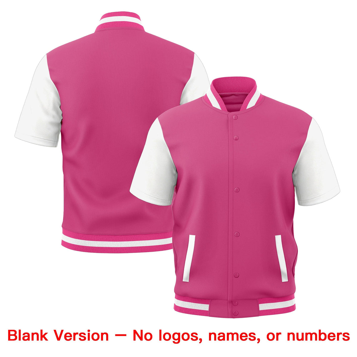 Custom White Pink Full-Snap Classic Style Jacket| KXKSHOP