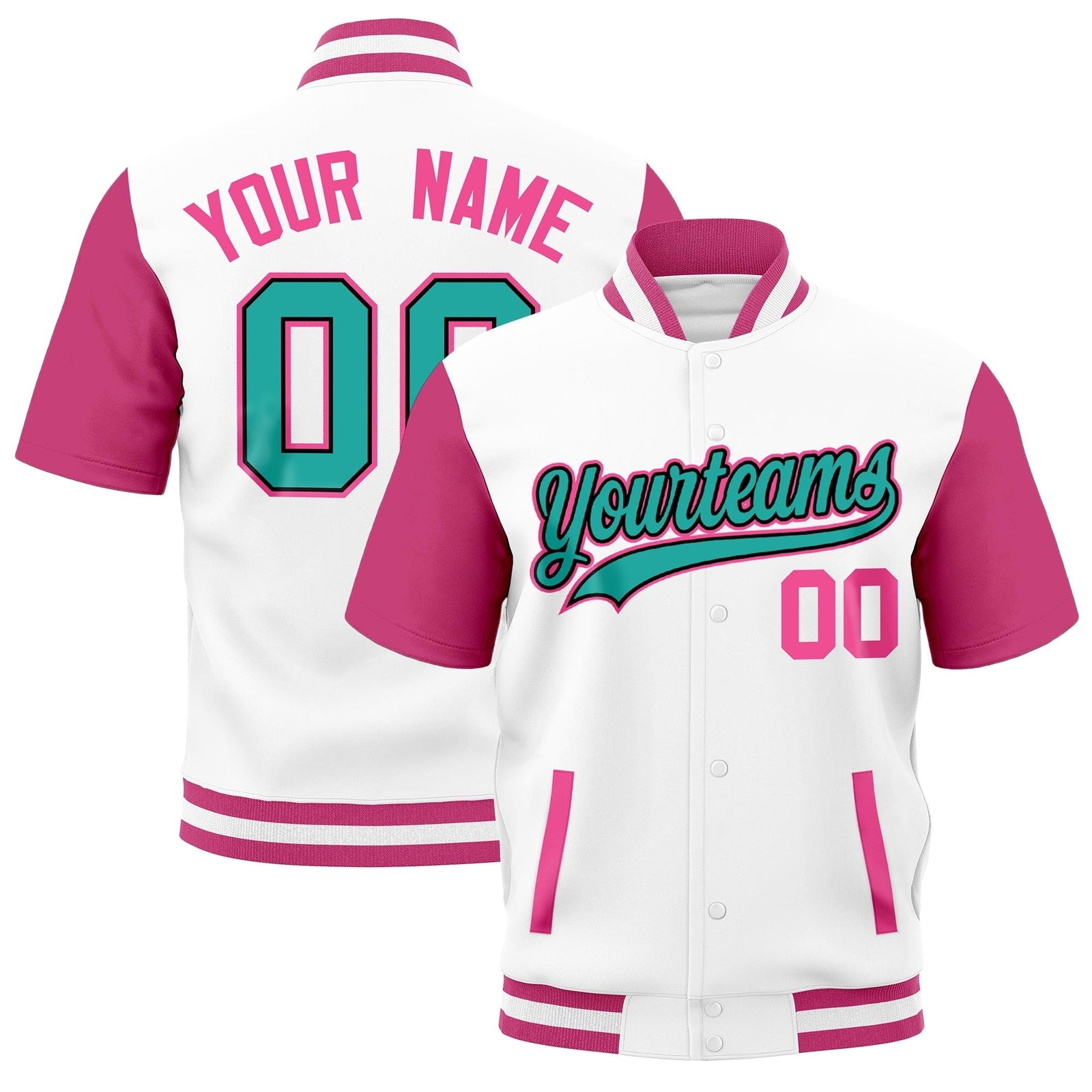 Custom Pink White Full-Snap Classic Style Jacket| KXKSHOP