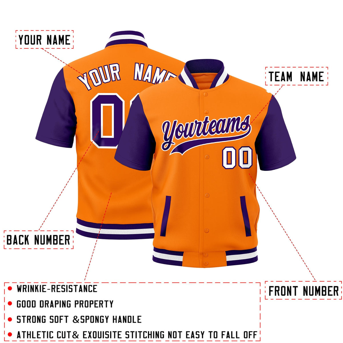 Custom Purple White Full-Snap Classic Style Jacket| KXKSHOP