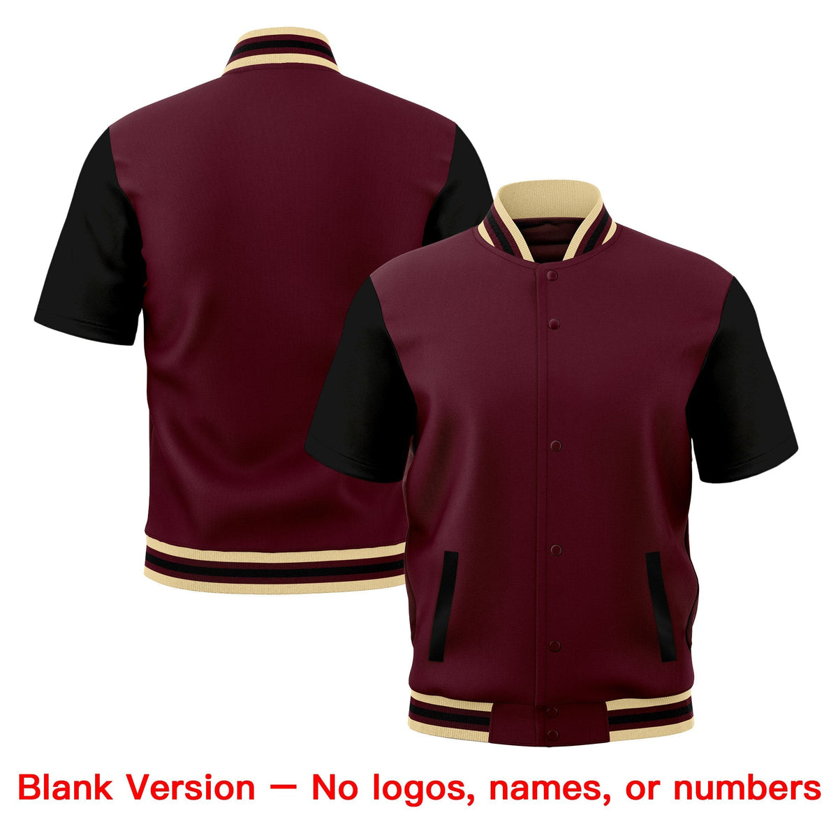 Custom Black Khaki Crimson Full-Snap Classic Style Jacket| KXKSHOP