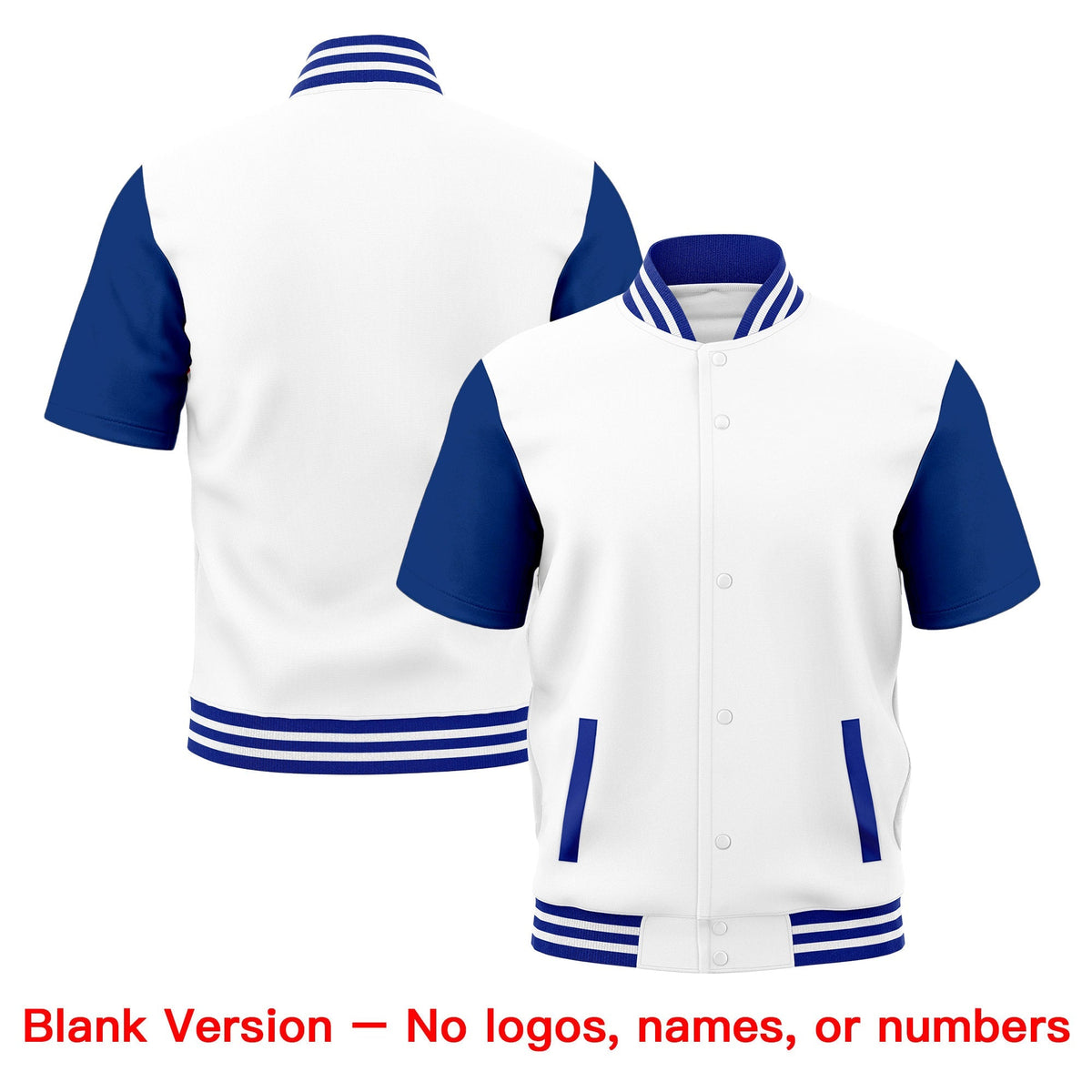 Custom Royal Blue White Full-Snap Classic Style Jacket| KXKSHOP