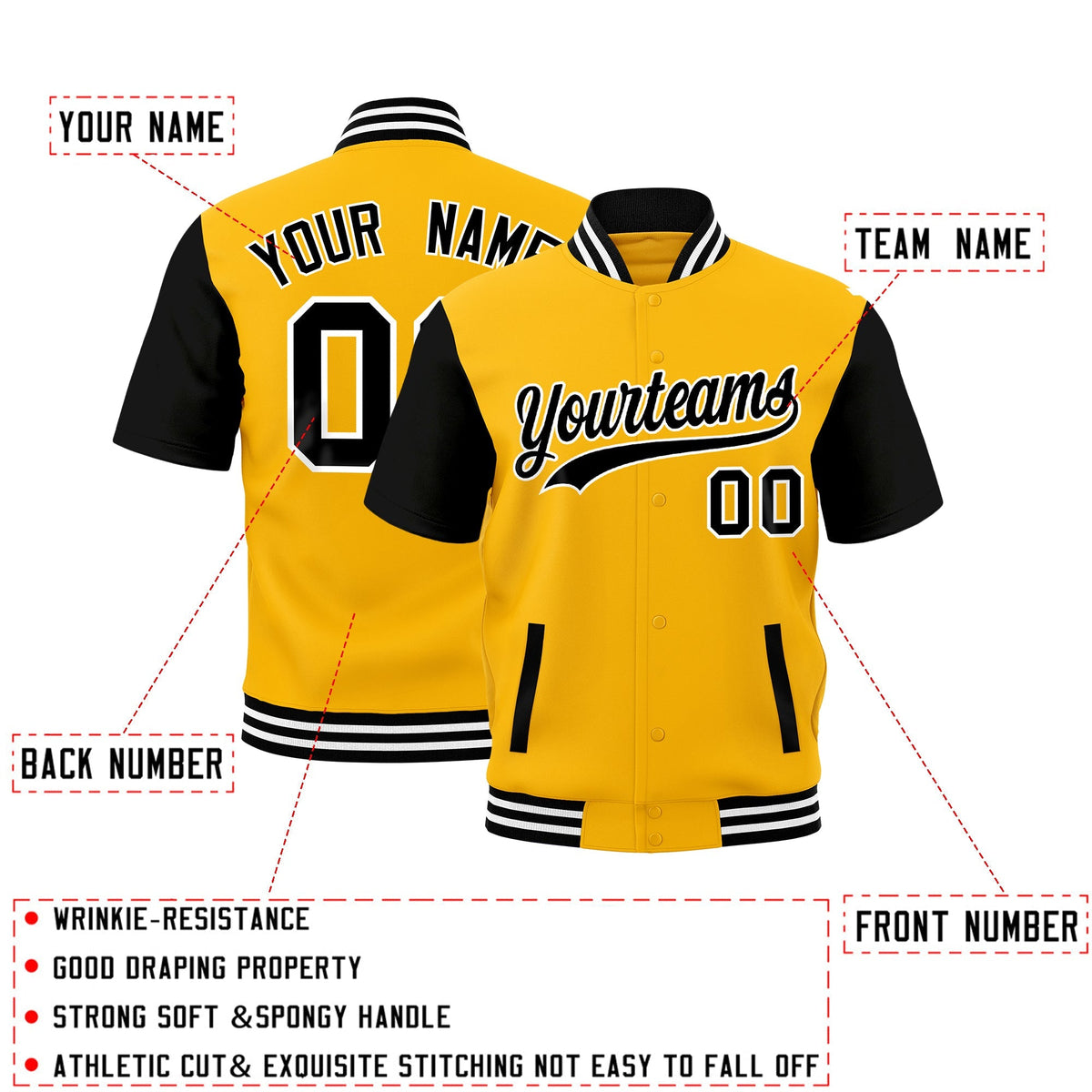 Custom Black White Full-Snap Classic Style Jacket| KXKSHOP