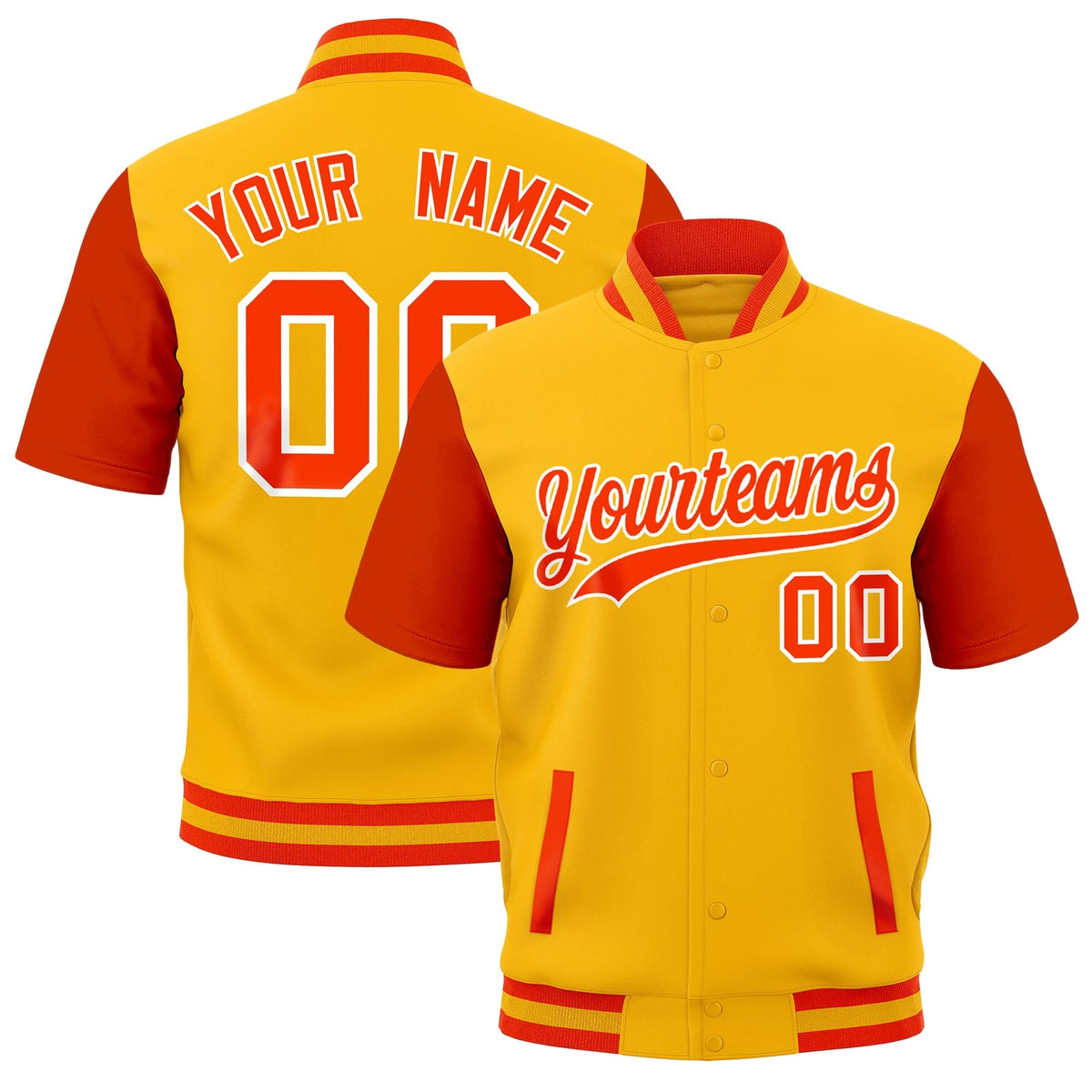Custom Orange Gold Full-Snap Classic Style Jacket| KXKSHOP