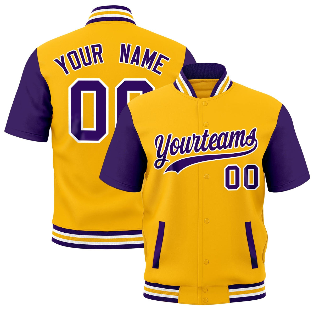 Custom Purple White Gold Full-Snap Classic Style Jacket| KXKSHOP