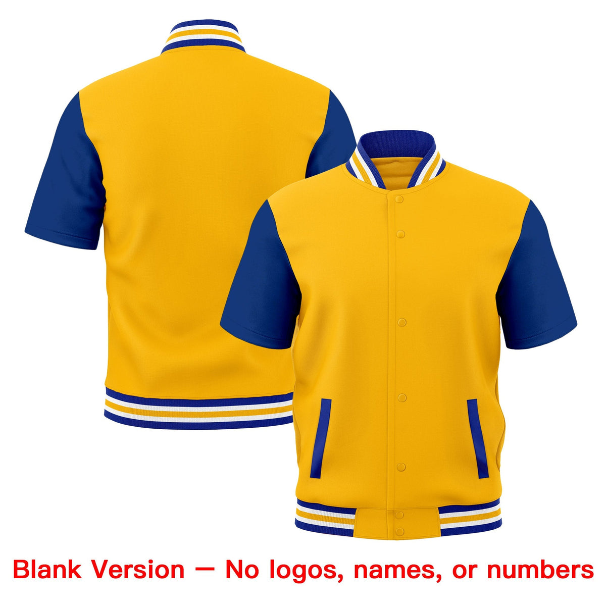 Custom Royal Blue White Gold Full-Snap Classic Style Jacket| KXKSHOP