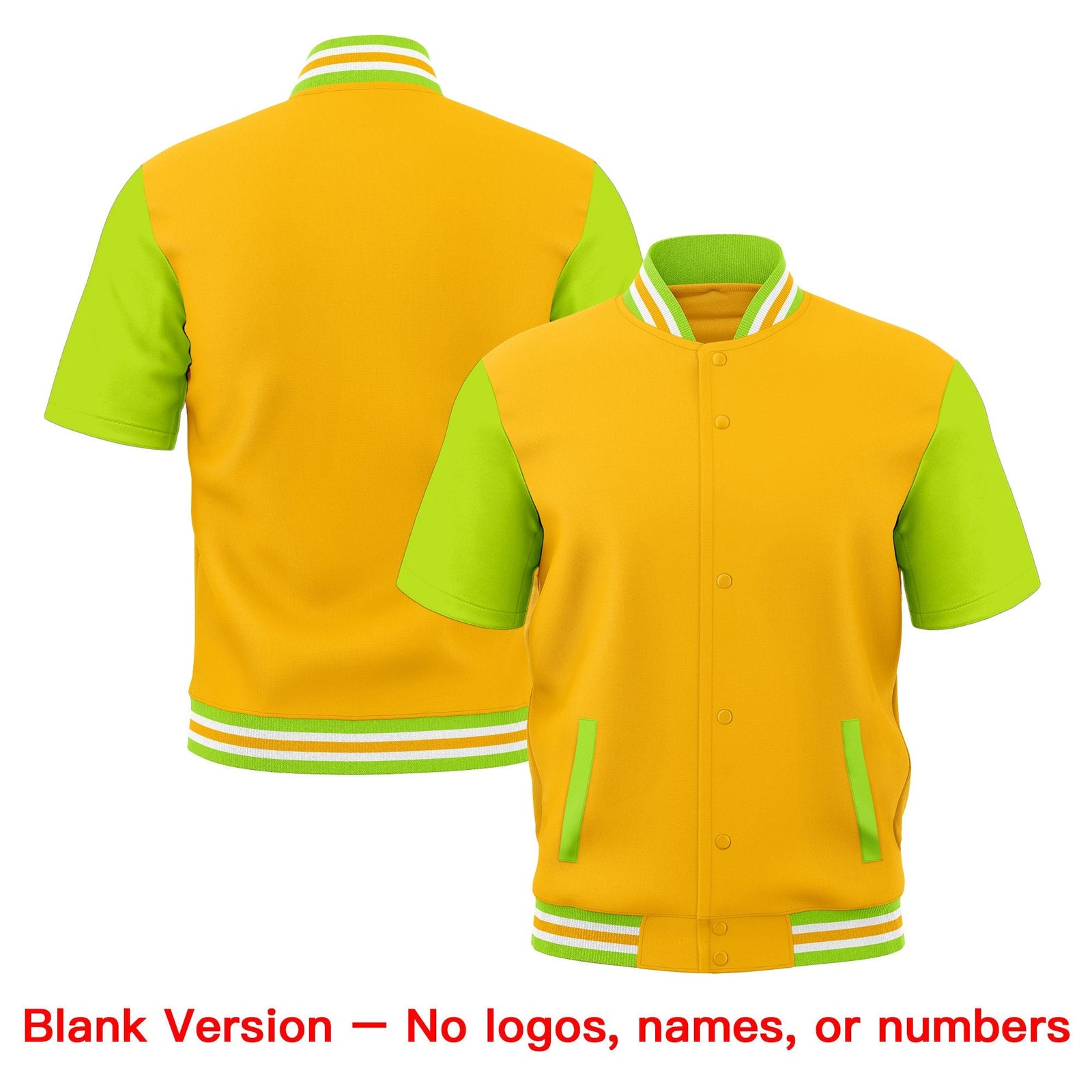 Custom Neon Green White Gold Full-Snap Classic Style Jacket| KXKSHOP