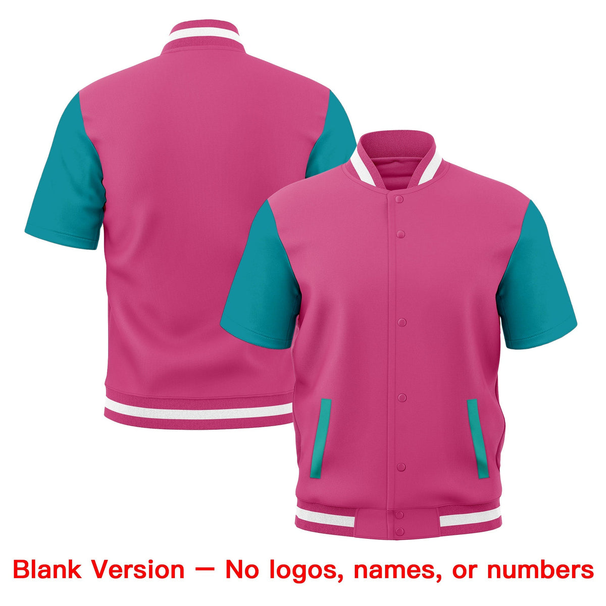 Custom Aqua Pink White Full-Snap Classic Style Jacket| KXKSHOP