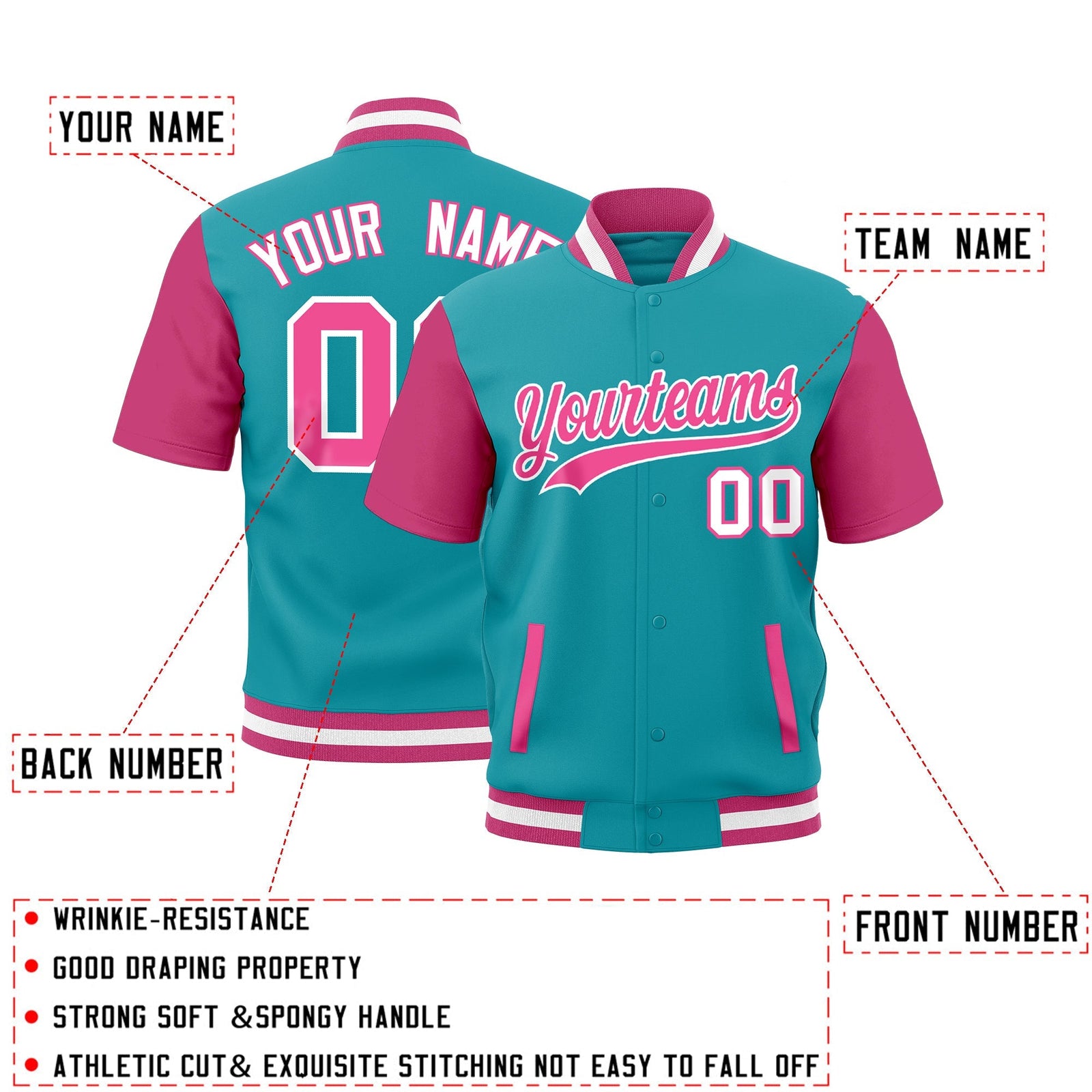 Custom Pink White Full-Snap Classic Style Jacket| KXKSHOP