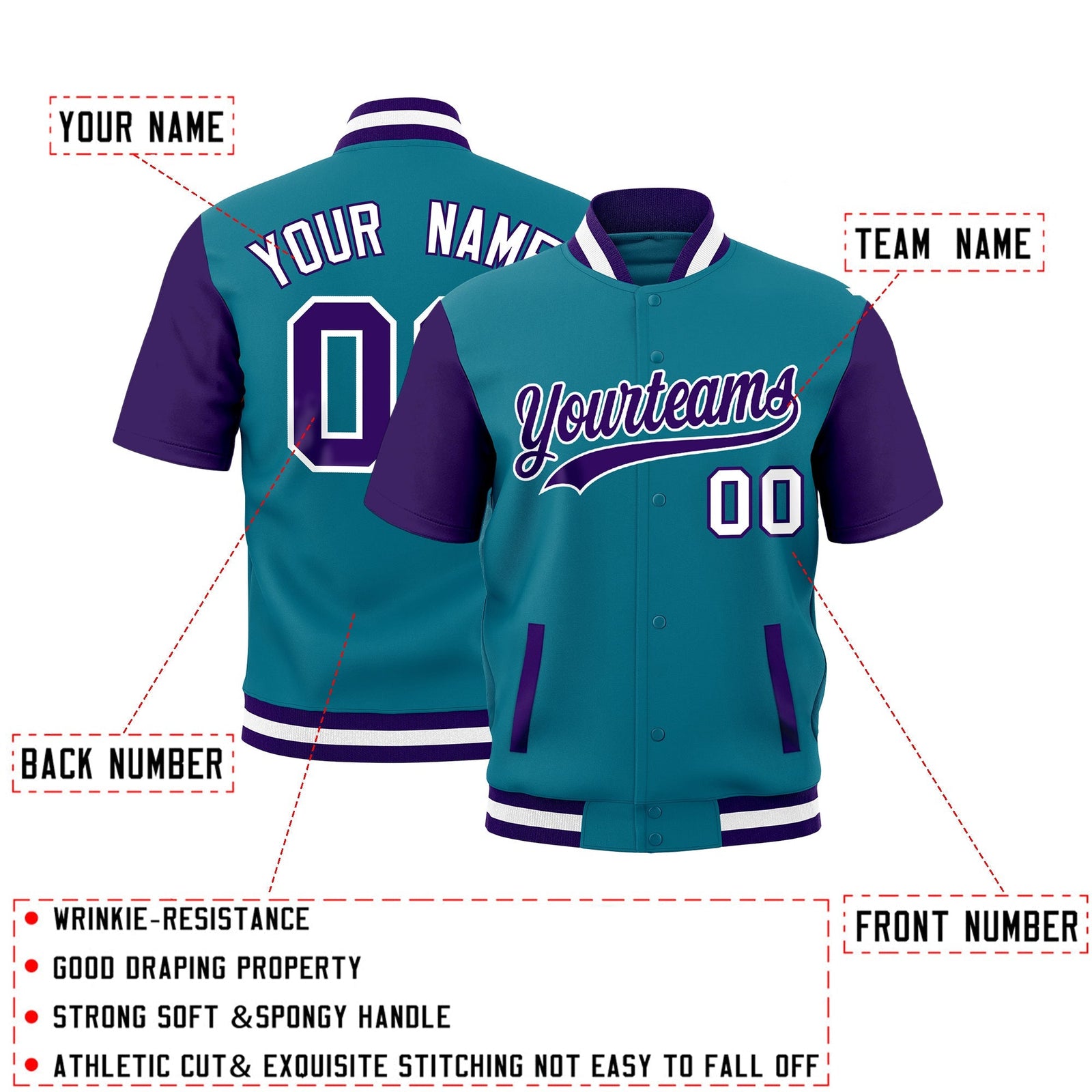 Custom Purple White Full-Snap Classic Style Jacket| KXKSHOP