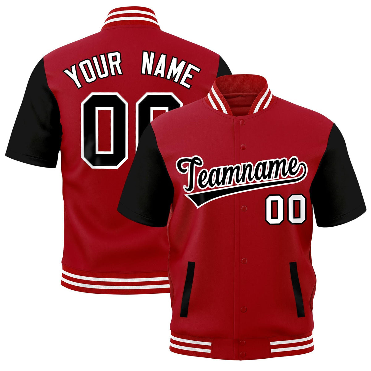 Custom Black Red Full-Snap Classic Style Jacket| KXKSHOP