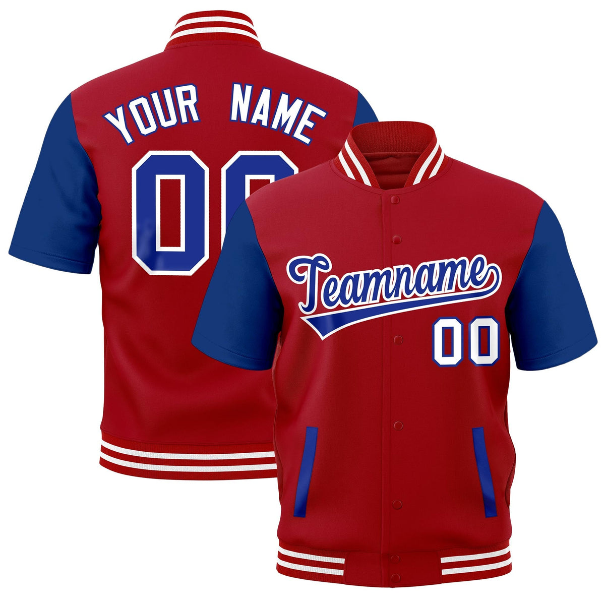 Custom Royal Blue Red White Full-Snap Classic Style Jacket| KXKSHOP