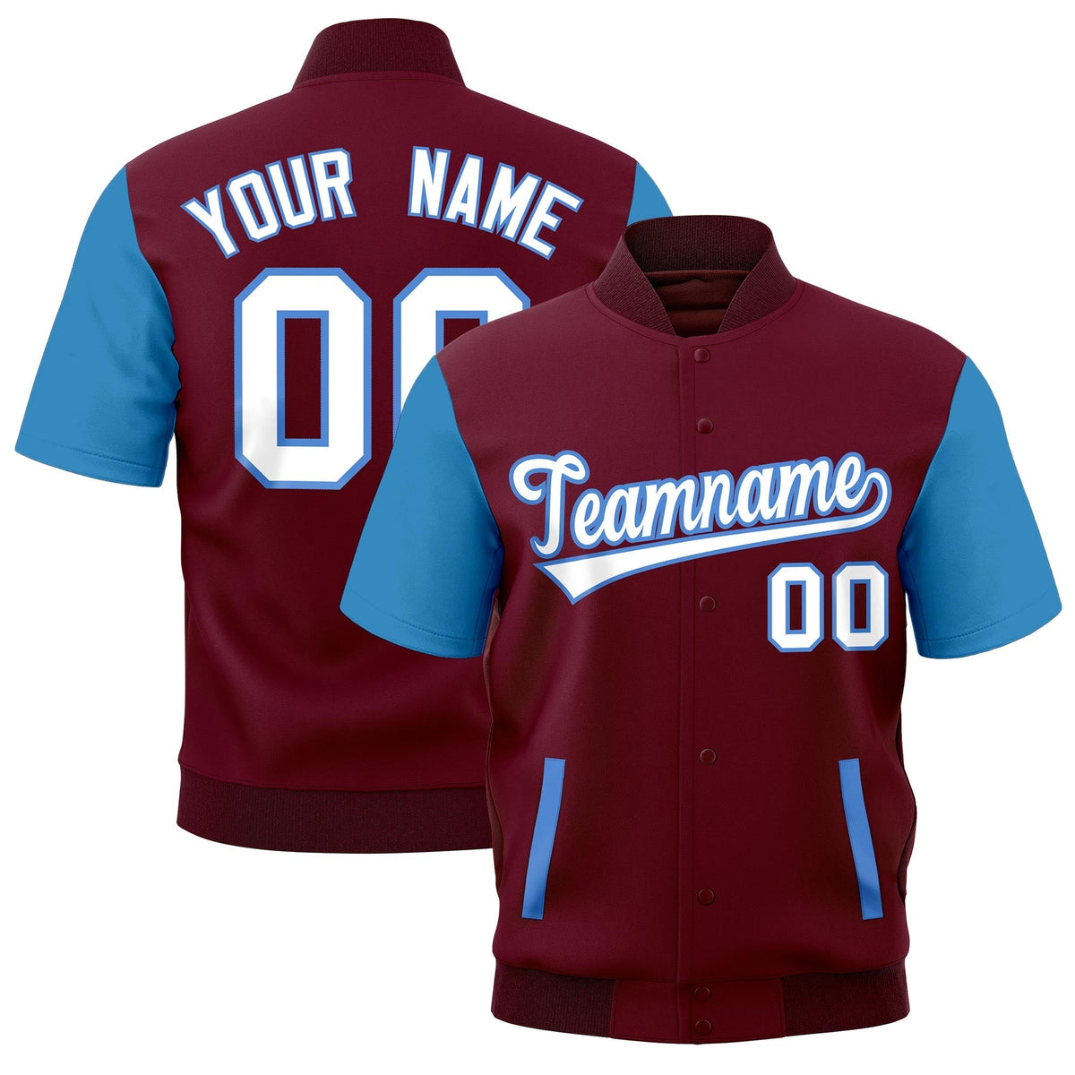 Custom Powder Blue Crimson Full-Snap Classic Style Jacket| KXKSHOP